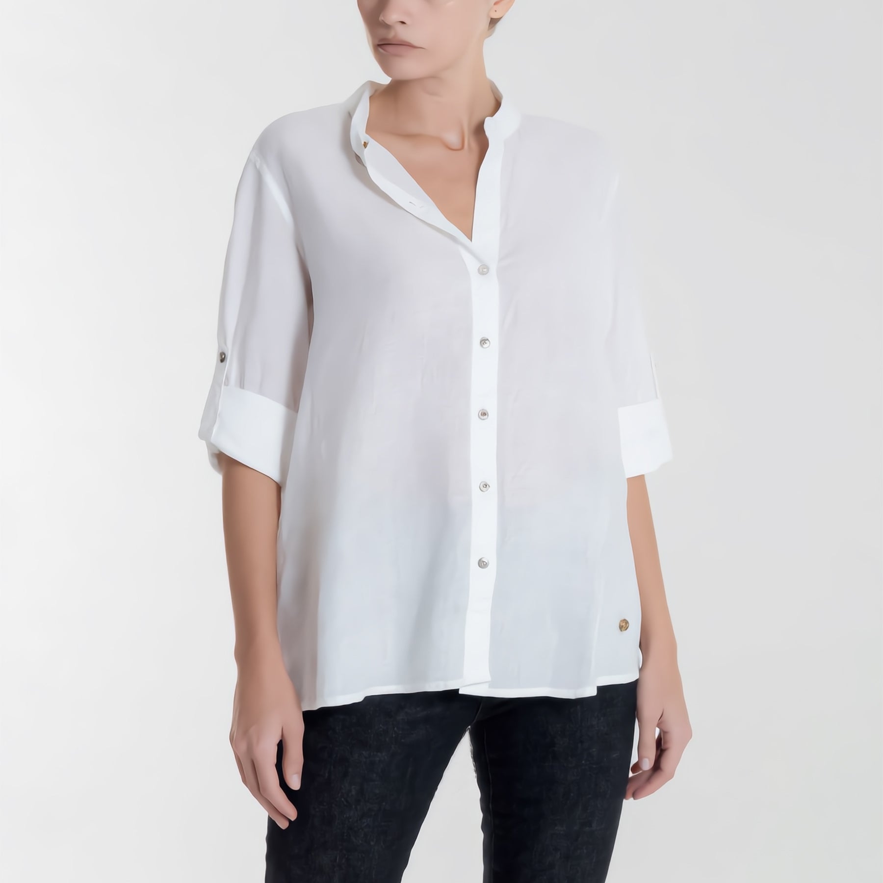 YES ZEE Camicia Donna Lino Collo Coreana ART. 01C231