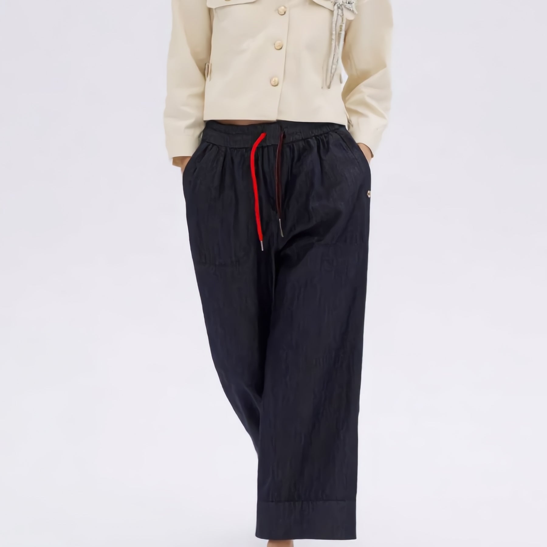 YES ZEE Pantalone Donna Palazzo Tessuto Chambry ART. 01P386