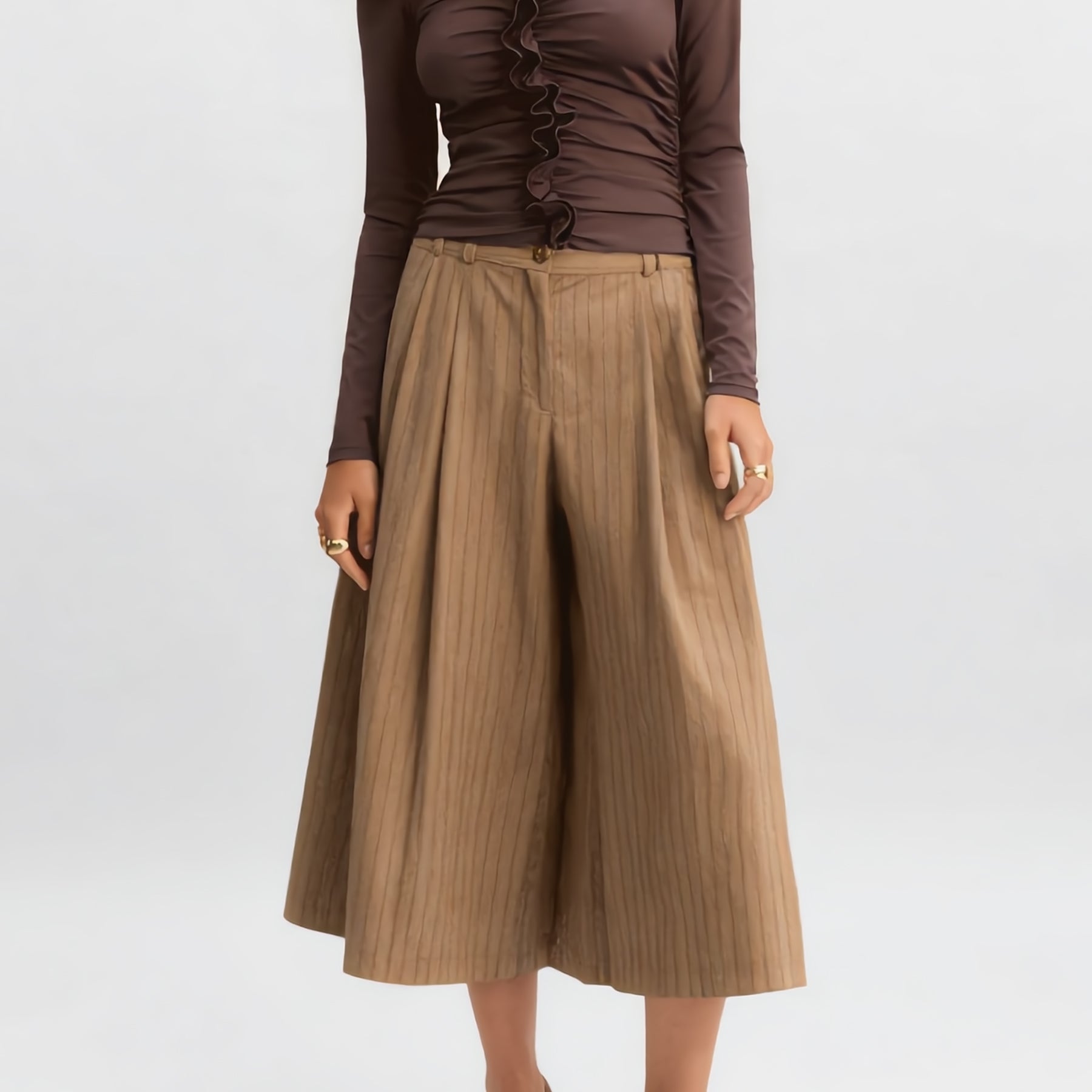 YES ZEE Gonna Pantalone Donna Larga Rigata ART. 01P494