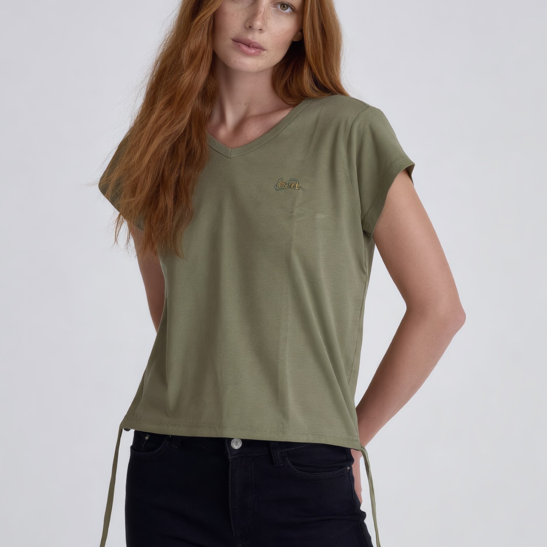 YES ZEE T-Shirt Donna Scollo V Mezza Manica Coulisse ART. 01T270