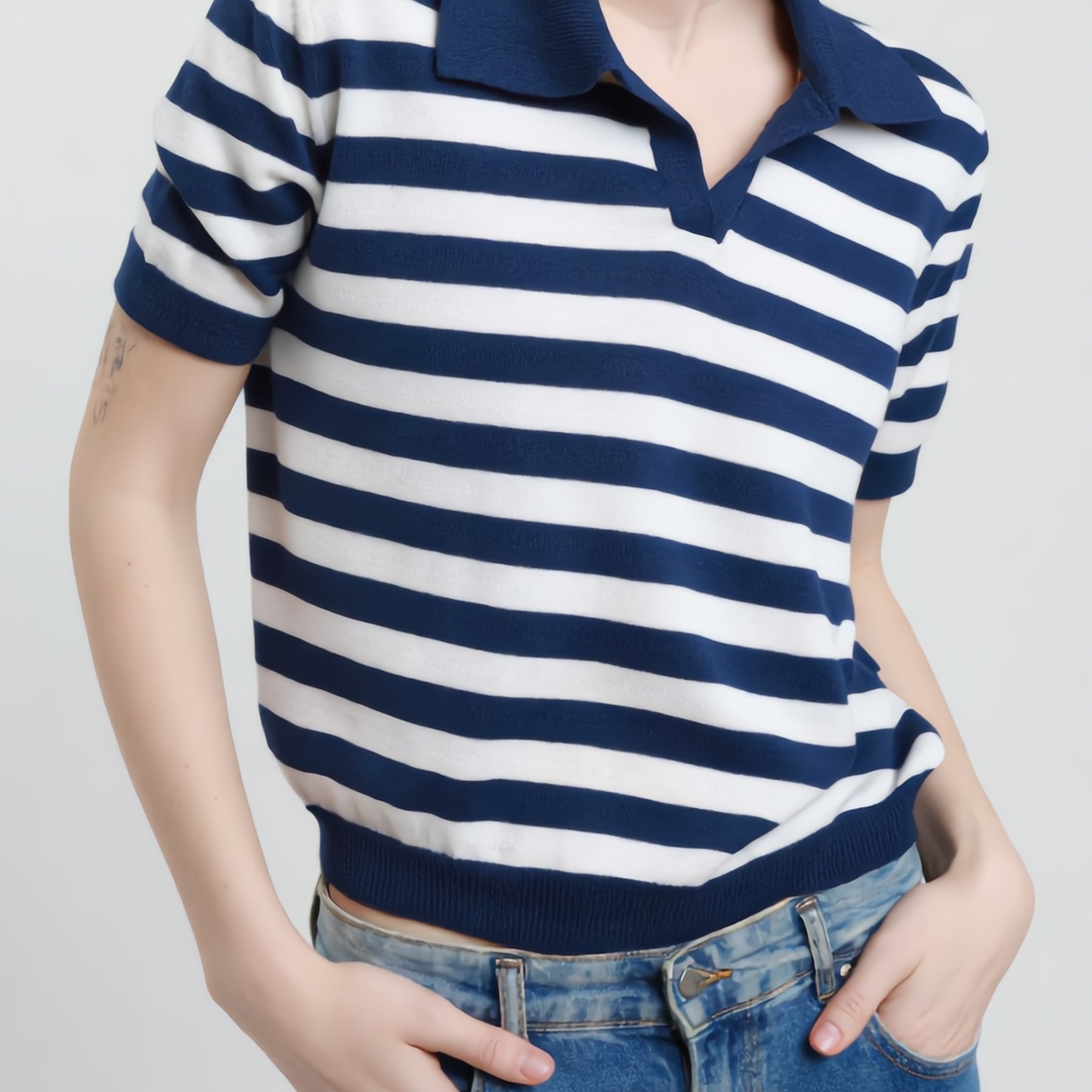 SUSY MIX Polo Donna Mezze Maniche Cotone Estivo Rigato 106281