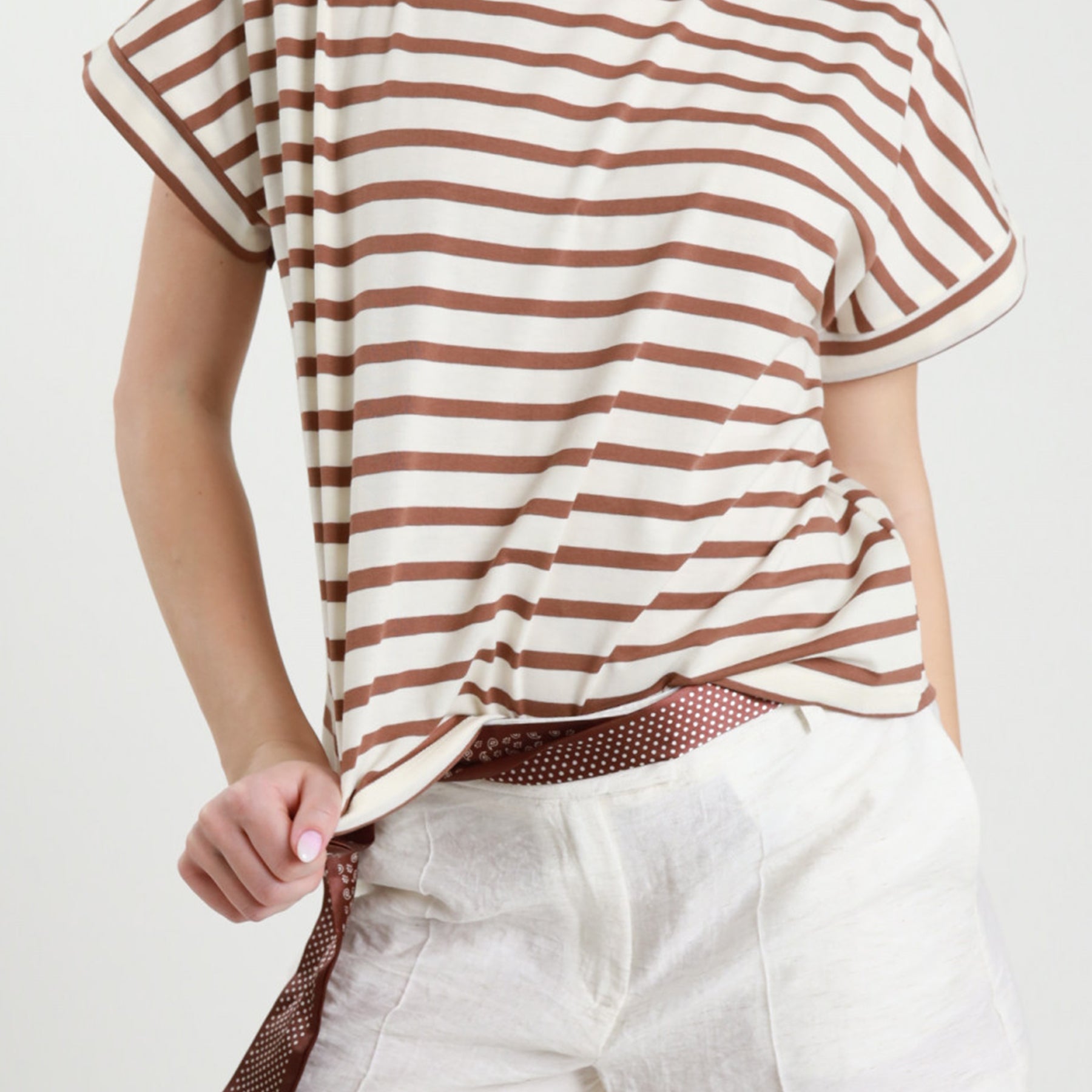 SUSY MIX T-Shirt Donna Girocollo Viscosa Leggera Rigata 12140