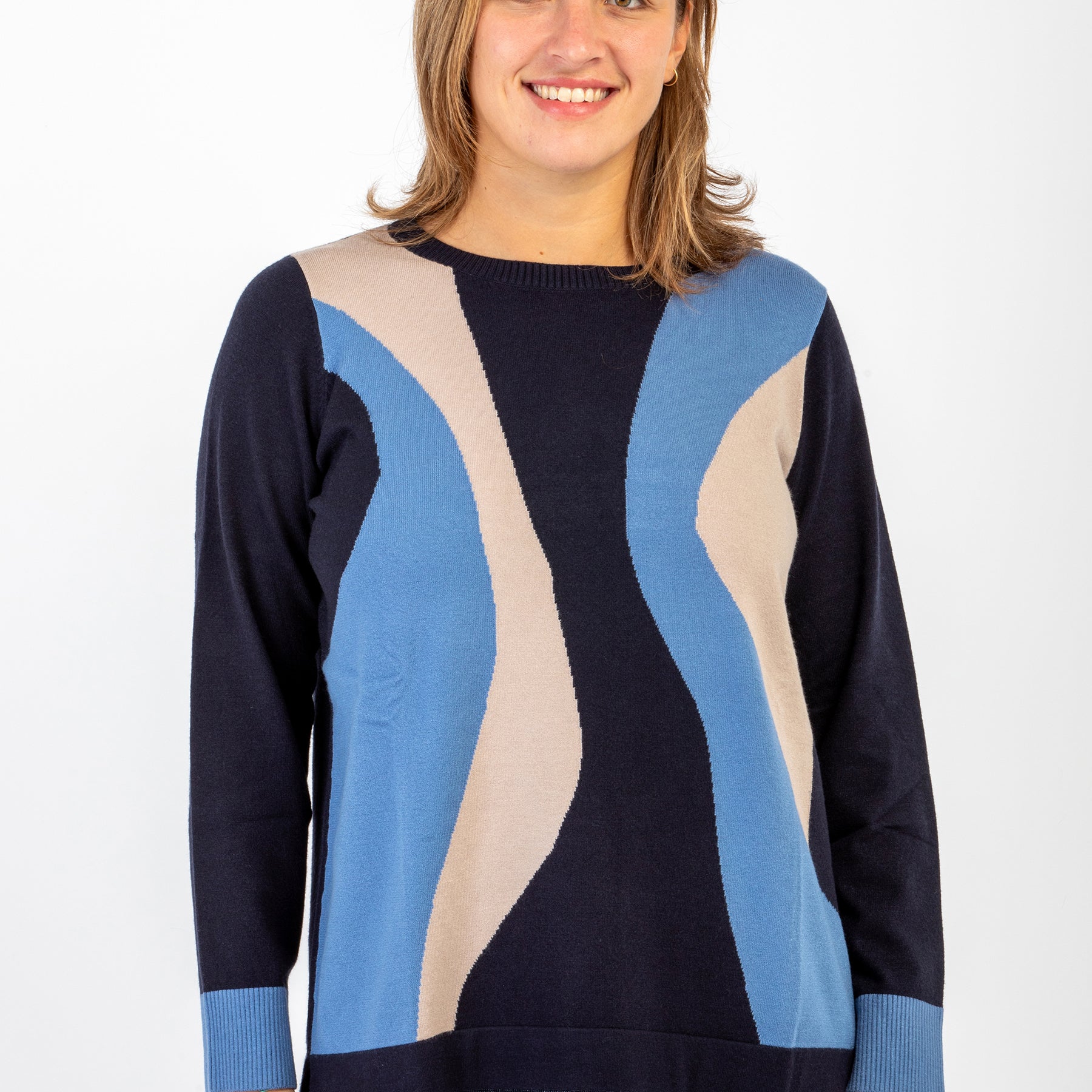 Maglia Donna Manica Lunga Fantasia Onde Viscosa LUISA VIOLA M606L0-69CM