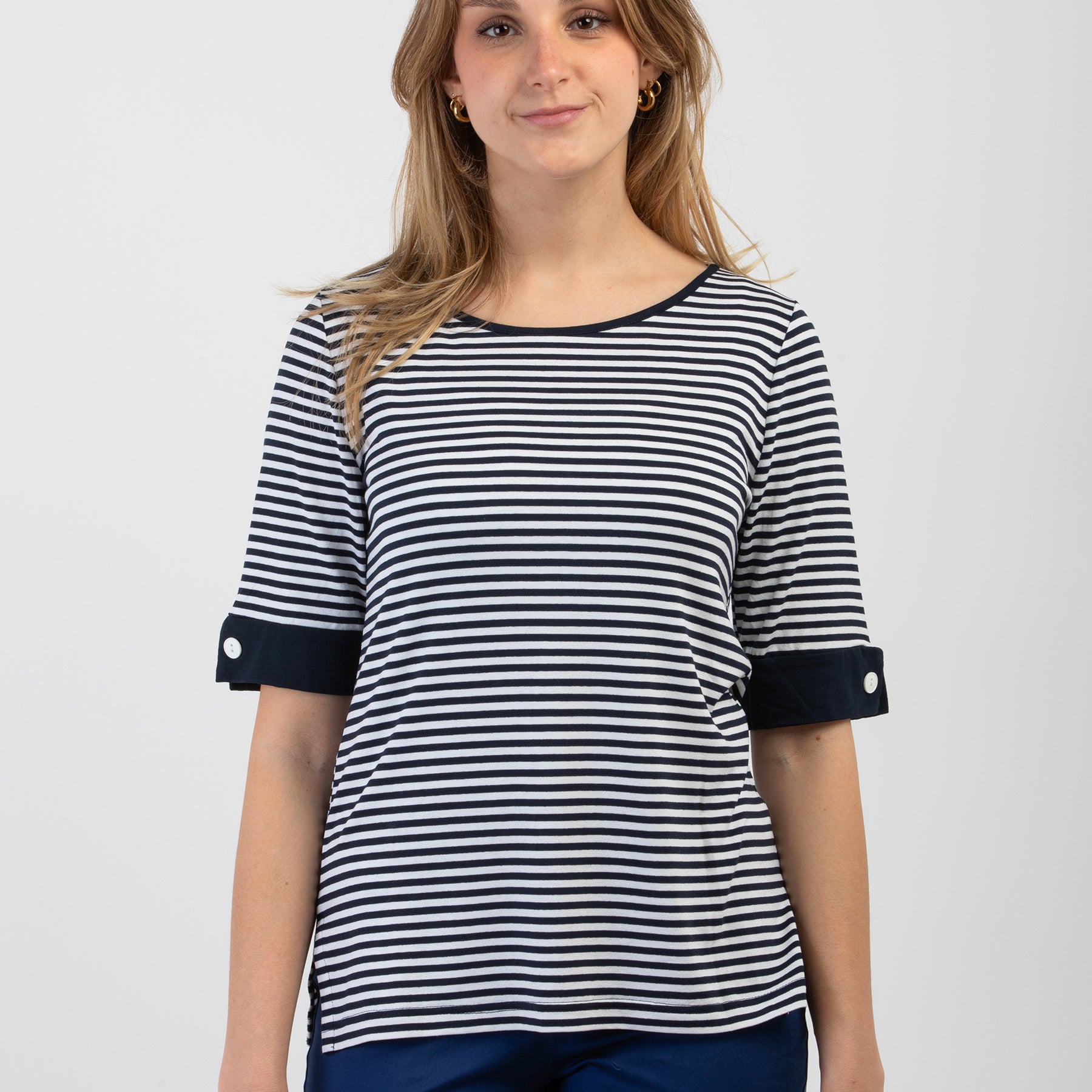 Maglia Donna Mezza Manica Rigata Viscosa BARBARELLA 775M