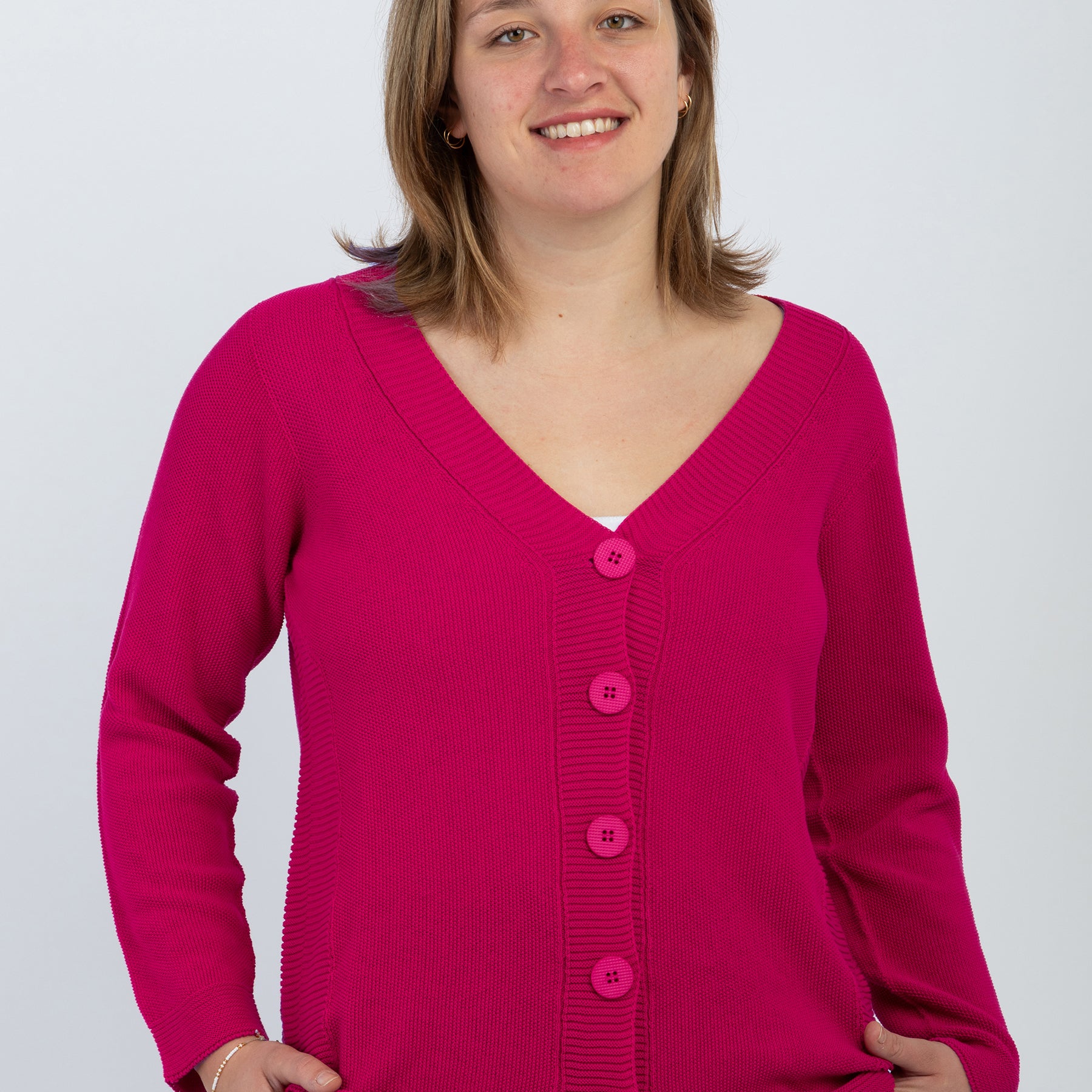 Giacca Donna Maglia Cardigan 100% Cotone LE MORBIDE 02005