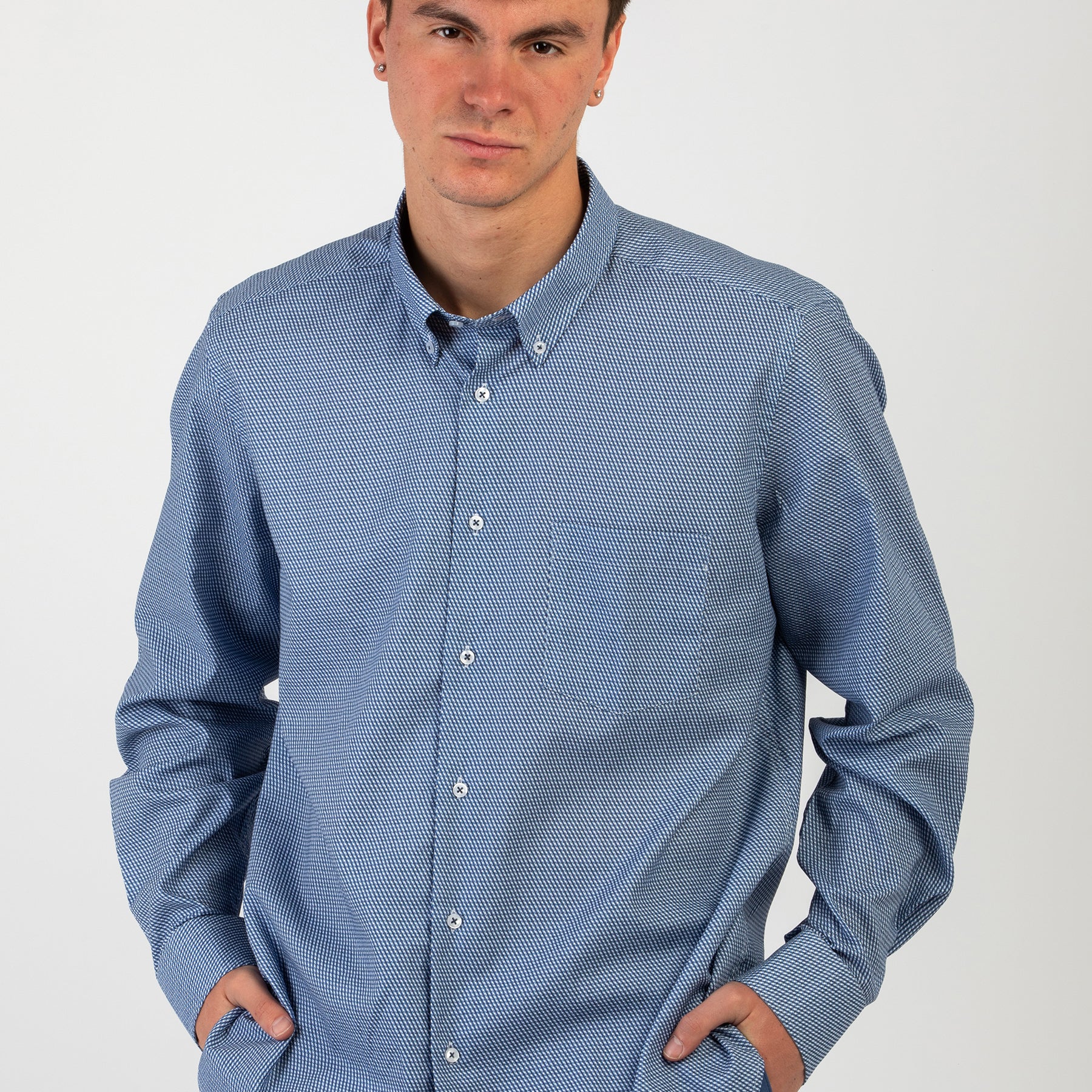 Camicia Uomo Manica Lunga Regular 100% Cotone Leggero SPORTING MARE POSITANO E284