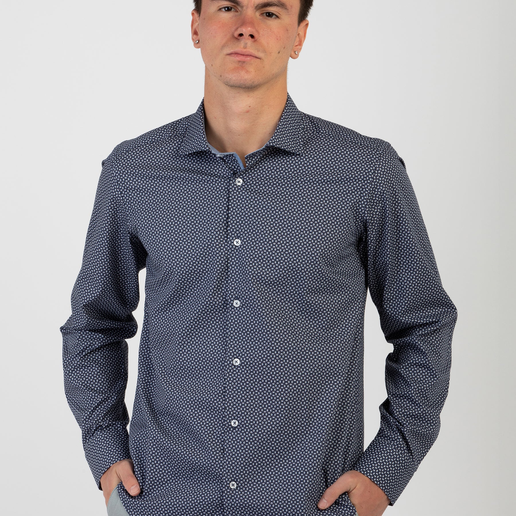 Camicia Uomo Manica Lunga Slim 100% Cotone Leggero SPORTING MARE ISCHIA J215