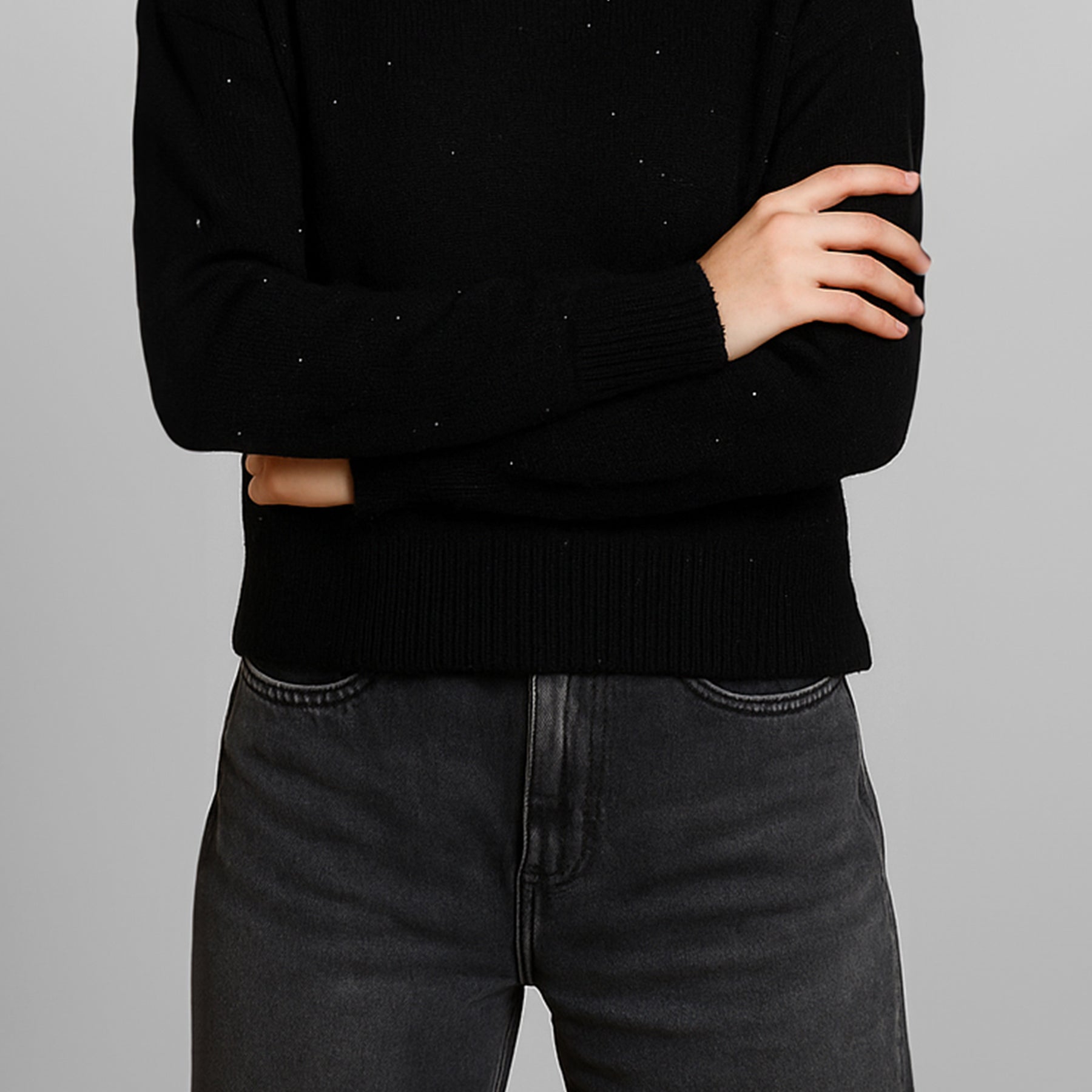 SUSYMIX Maglia Donna con Micro Paillettes e Scollo a V