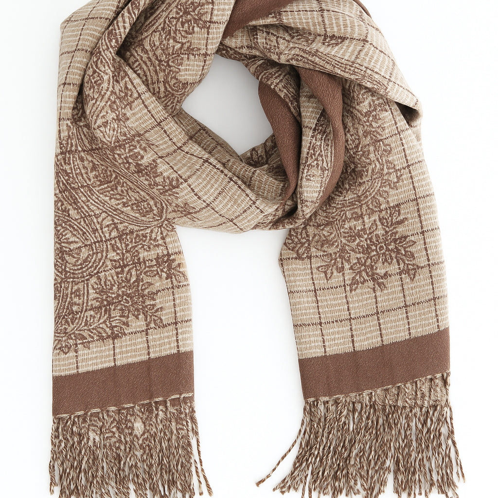 SUSY MIX Stola Donna con Disegno e Bordo Sfrangiato Elegante