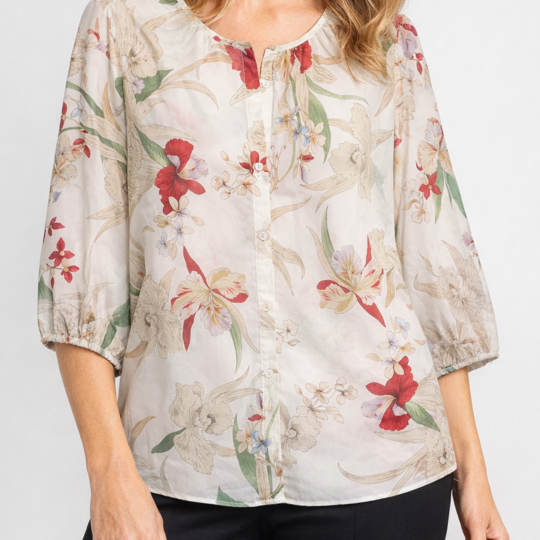 LUISA VIOLA Camicia Donna Curvy In Mussola Floreale ART. 5006F0-31JW
