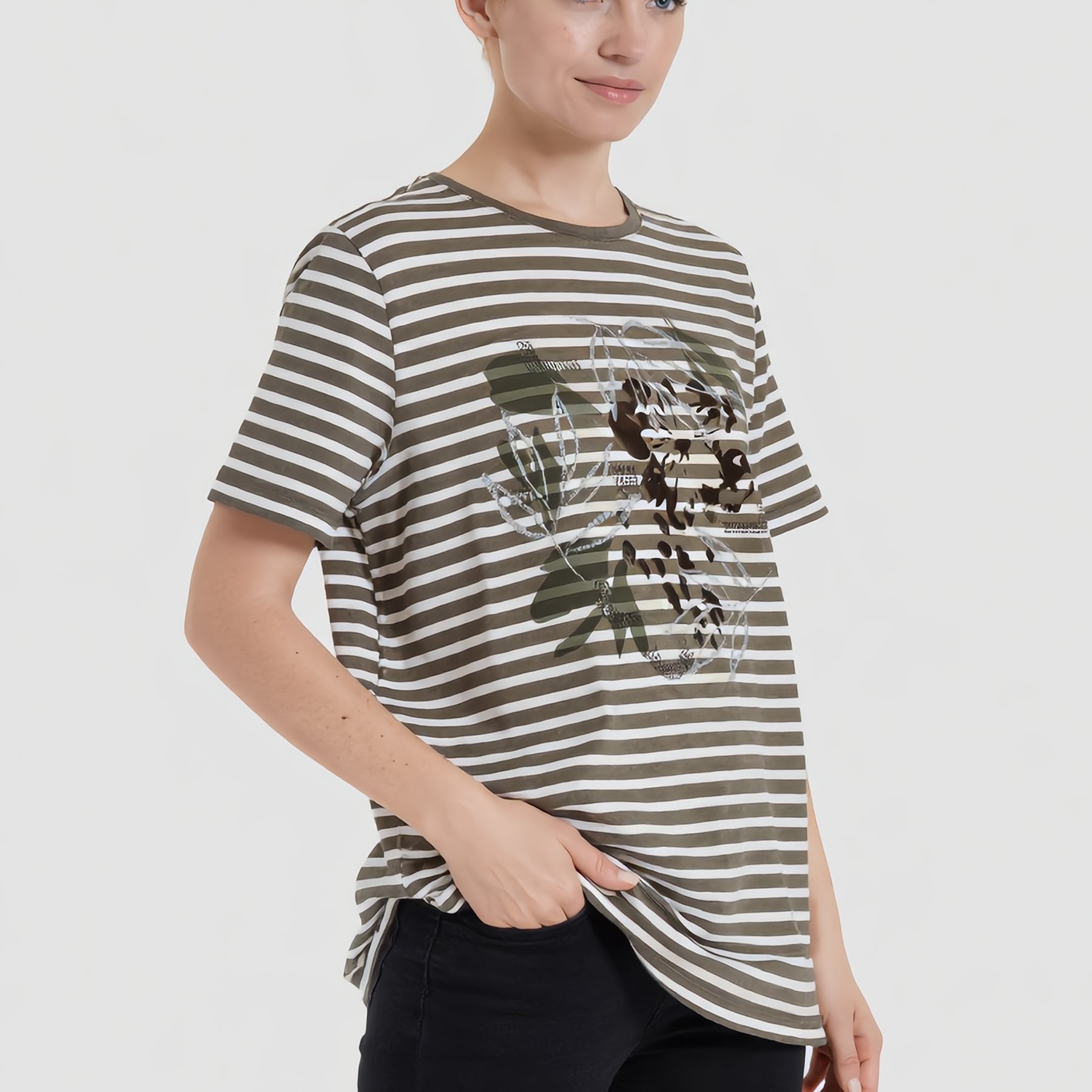 CARLA FERRONI T-Shirt Donna Viscosa Estiva Fantasia Righe 22234