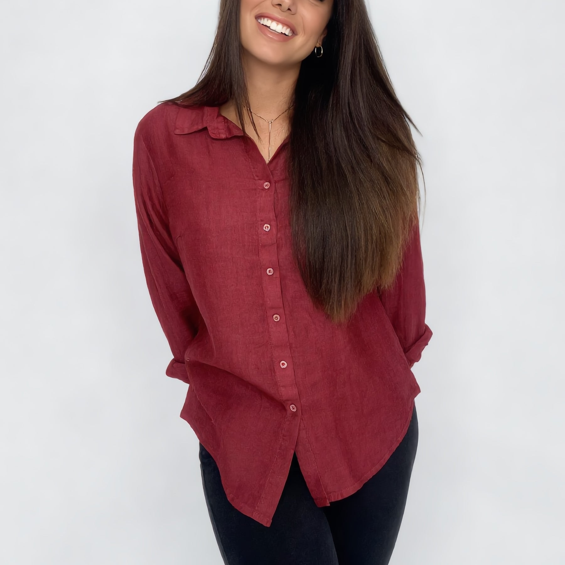 VLT’S Camicia Donna Lino Manica Lunga Made in Italy ART. 26-00M