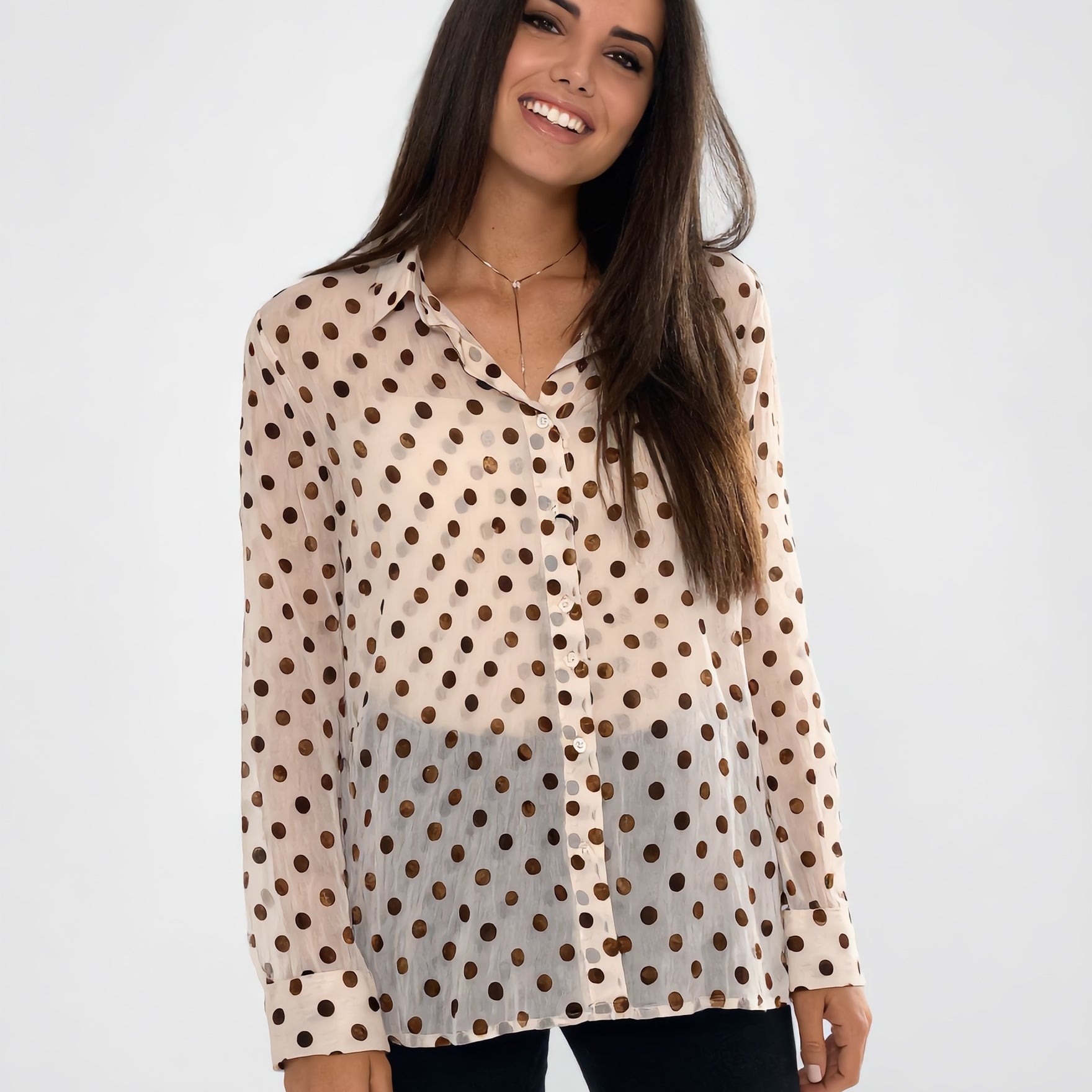 VLT’S Camicia Donna Pois Mussola Cotone Estivo ART. 26-100