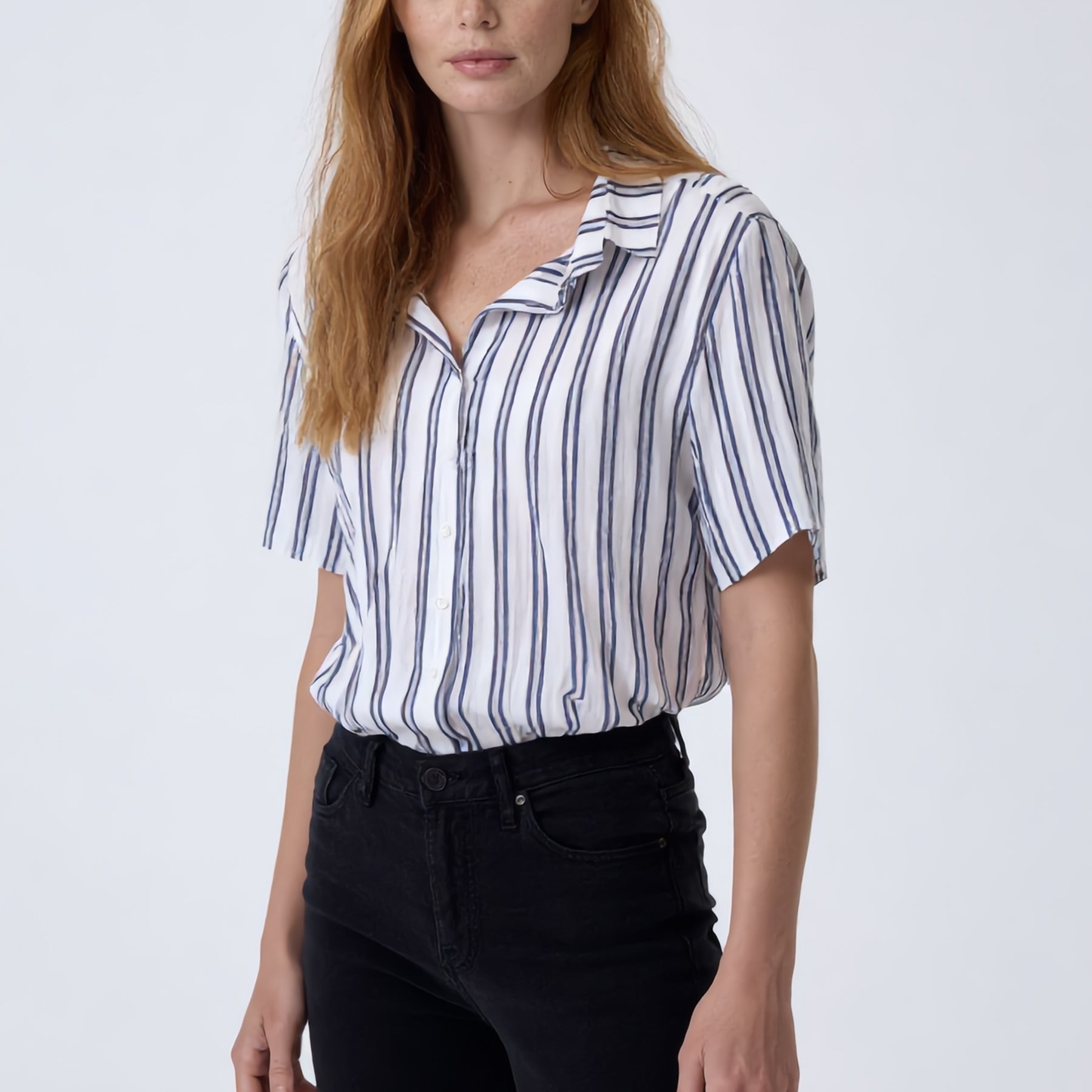 VLT’S Camicia Donna Mezza Manica Viscosa Leggera Rigata 26-234