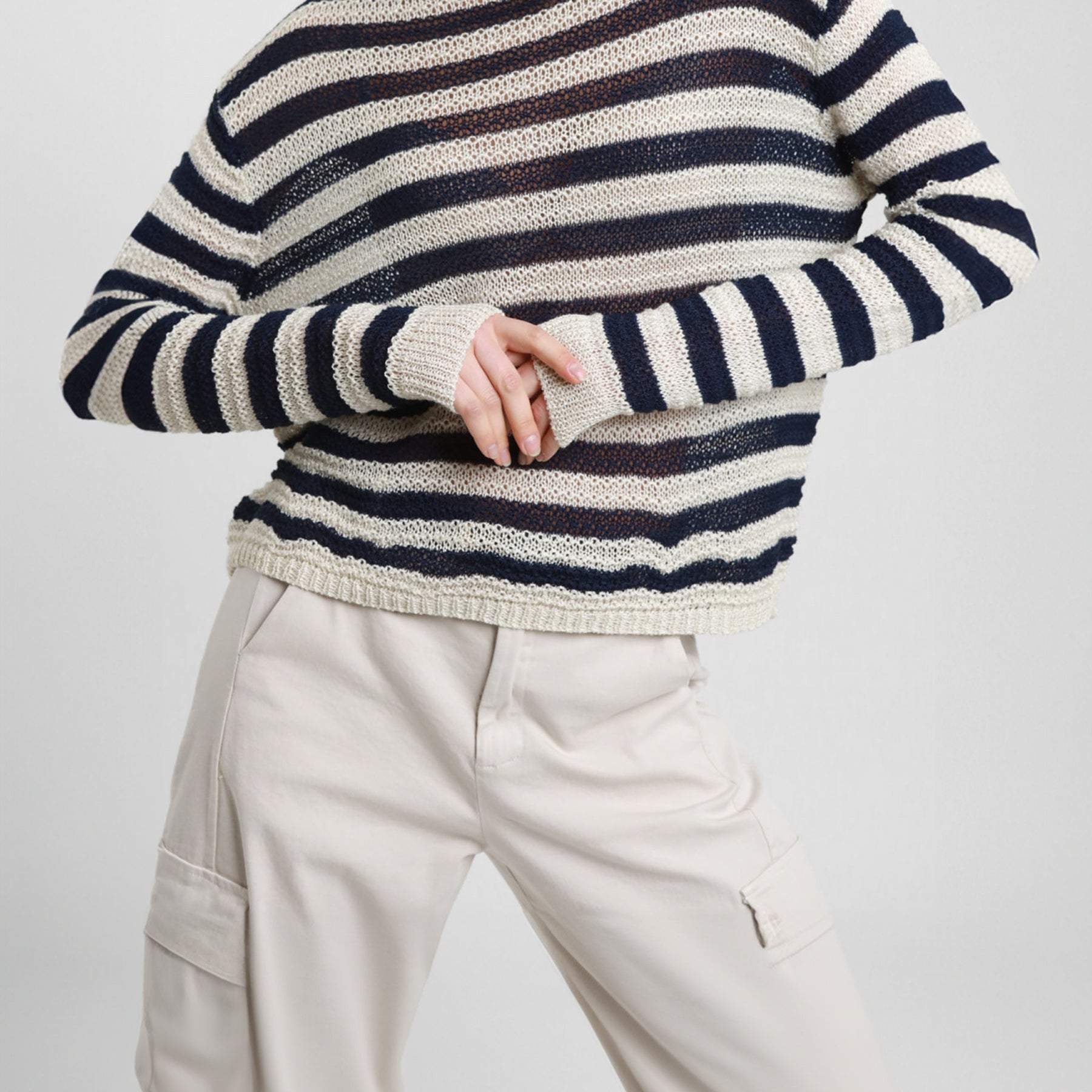 SUSY MIX Maglia Donna Traforata Cotone Leggero Rigata 26225