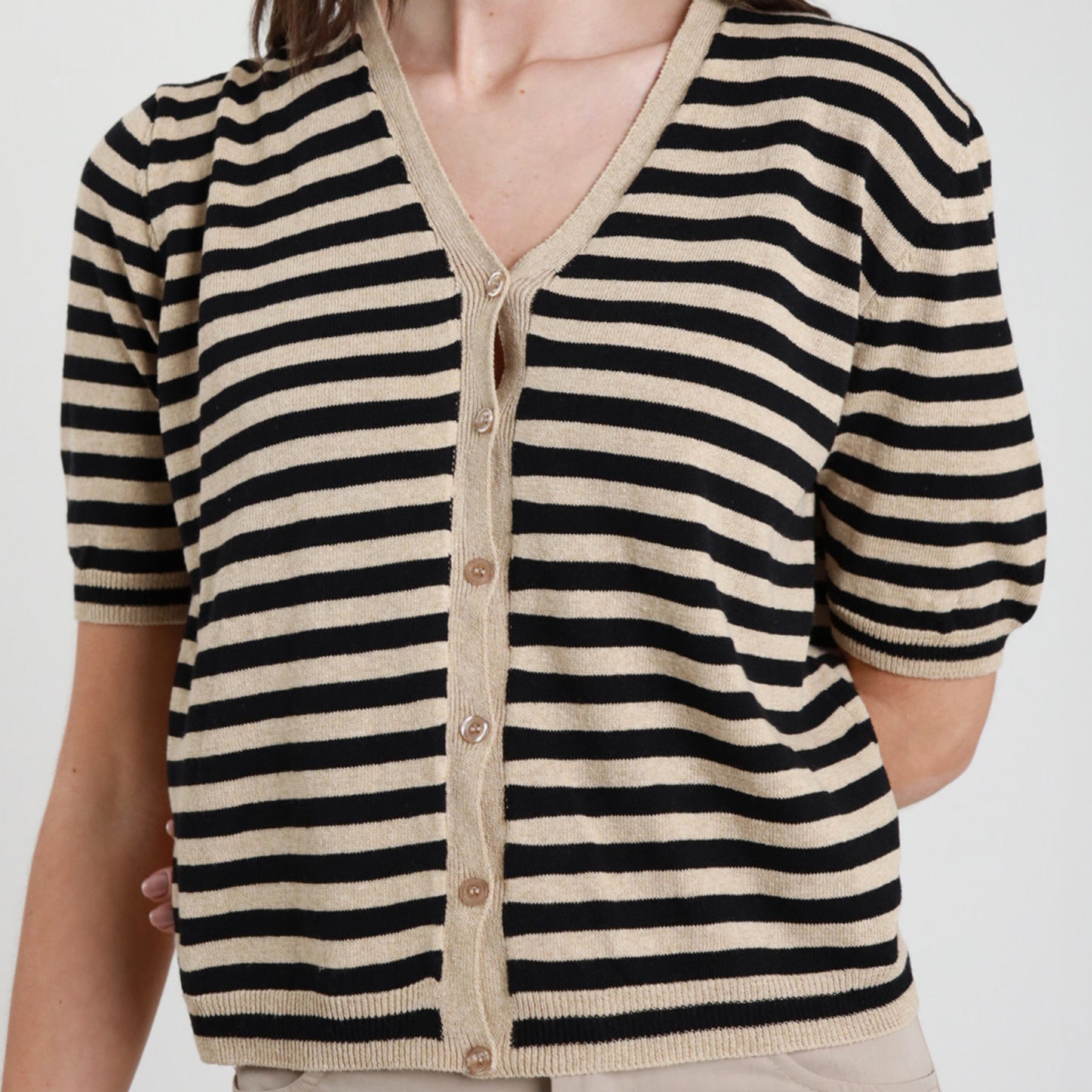 SUSY MIX Cardigan Donna M/M Cotone Leggero Fantasia Rigata 26287