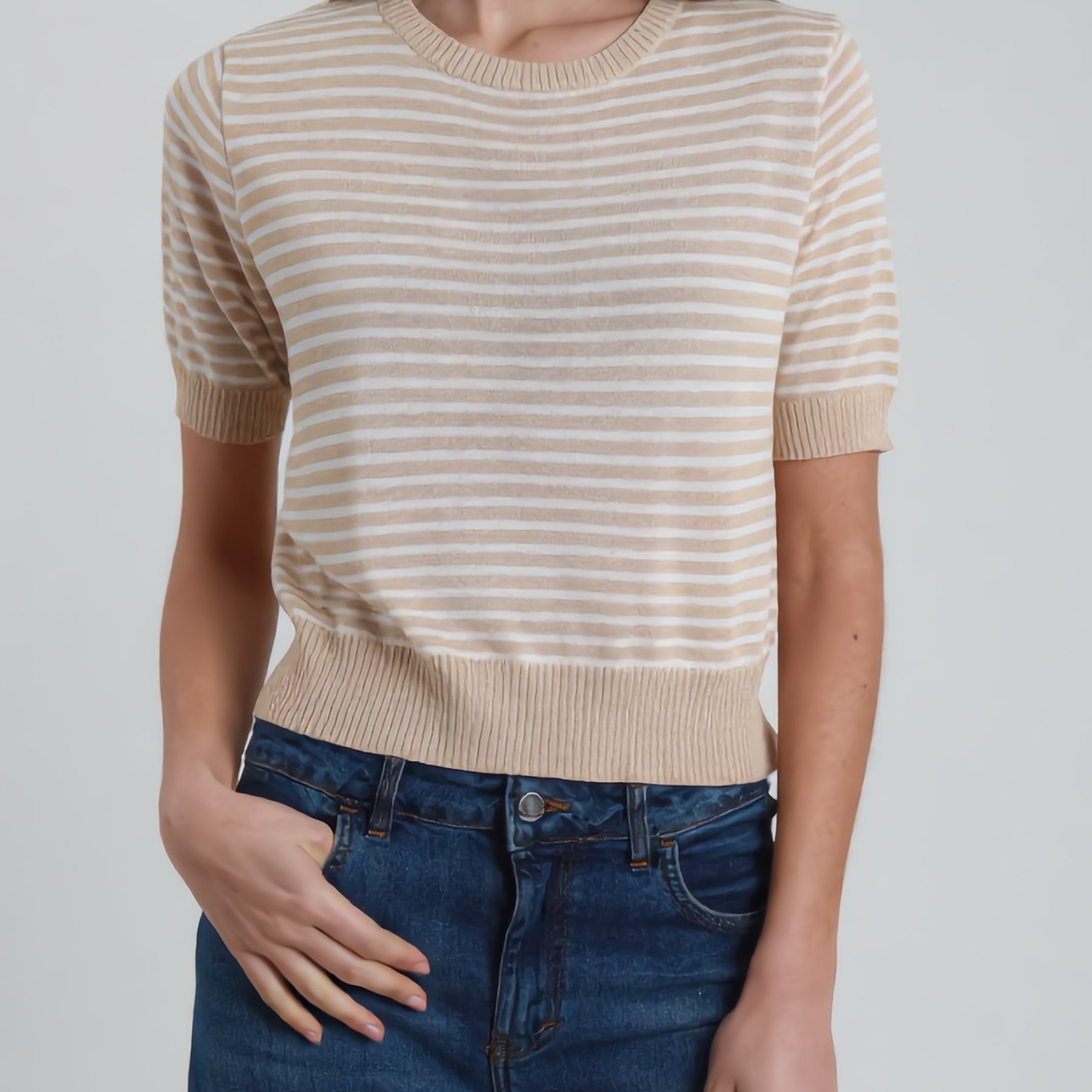 SUSY MIX Maglia Donna Mezza Manica Viscosa Estiva Rigata 31740