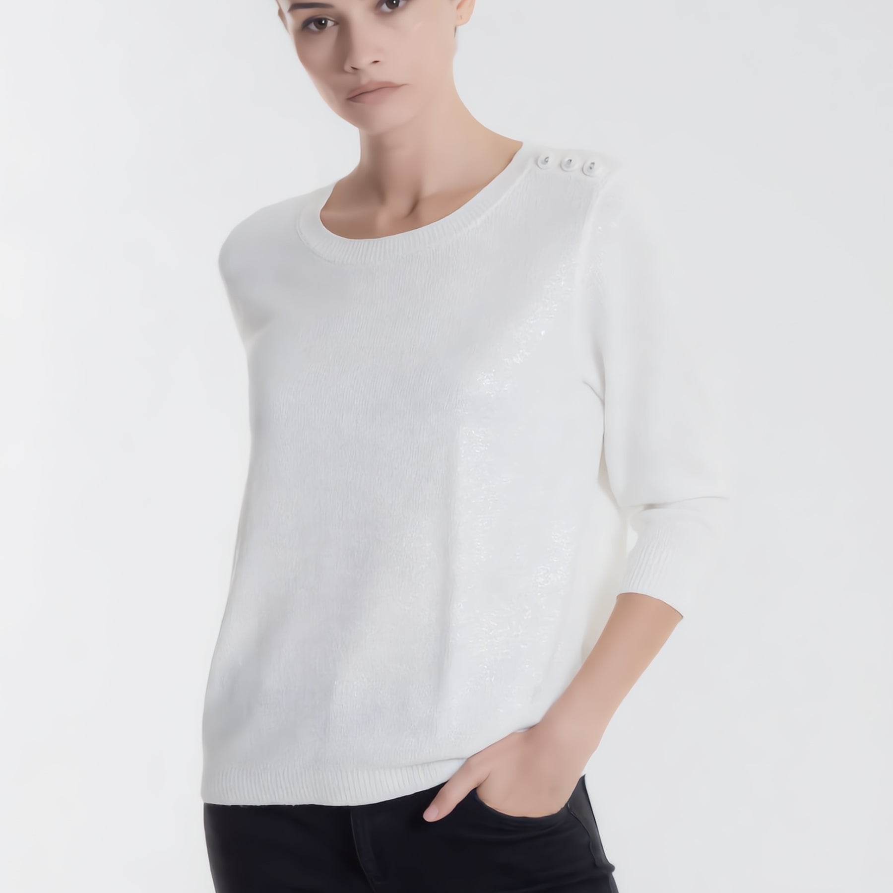 PREMODE Maglia Donna Cotone Lurex Manica Lunga ART. 456100