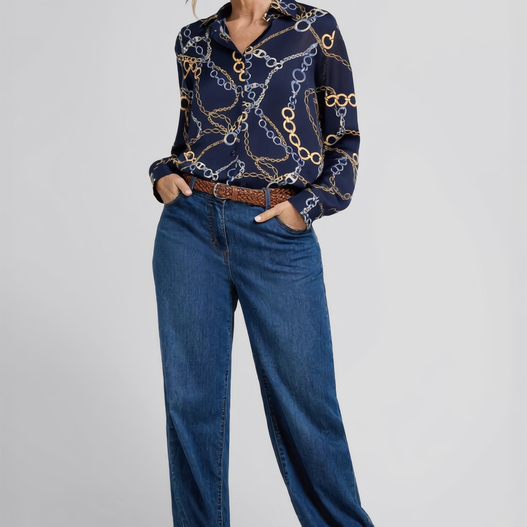 LUISA VIOLA Camicia Donna Curvy In Raso Stampato ART. 5039F0-30FY