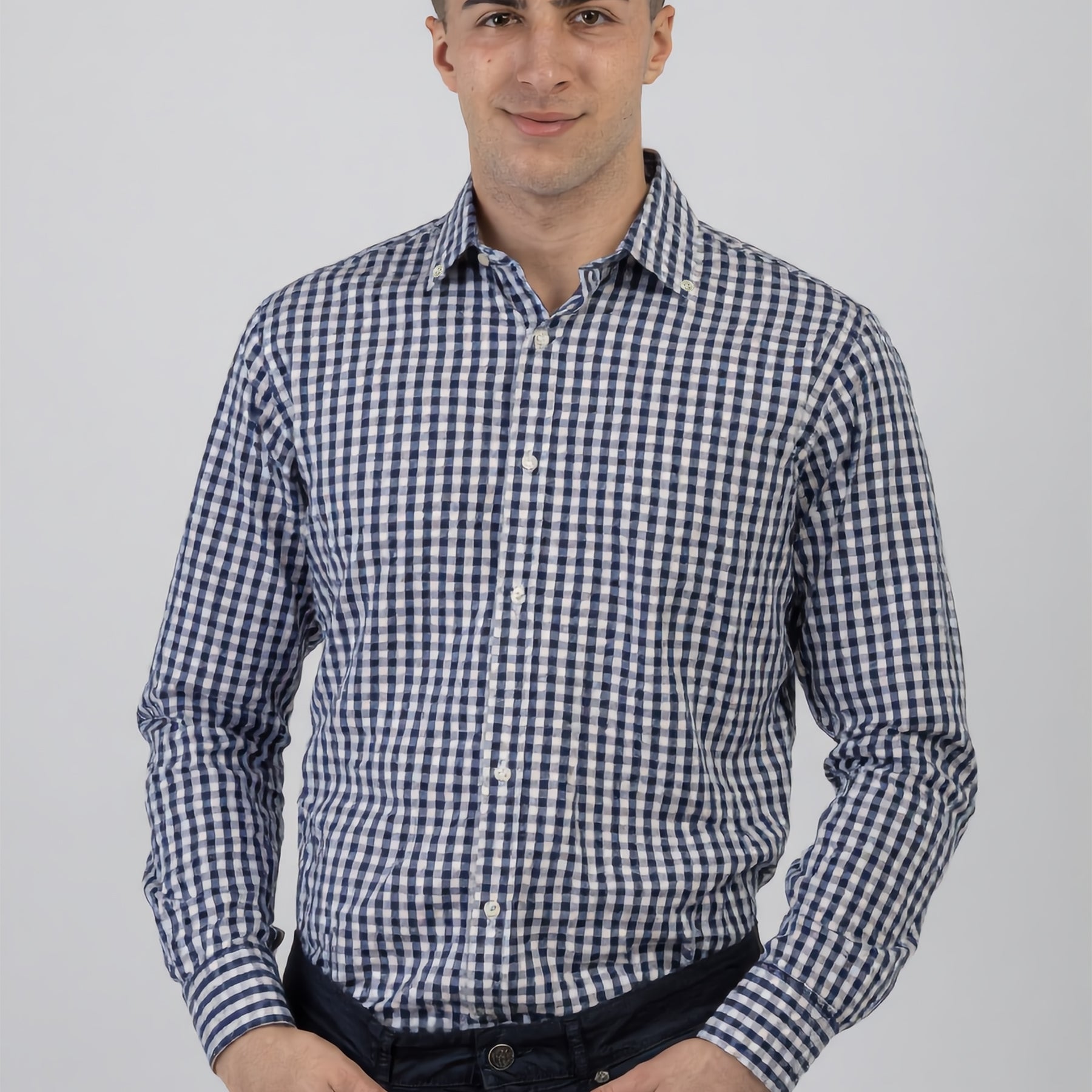 Camicia Uomo Regular Botton Down 100% Cotone Quadretti INGRAM 5M095