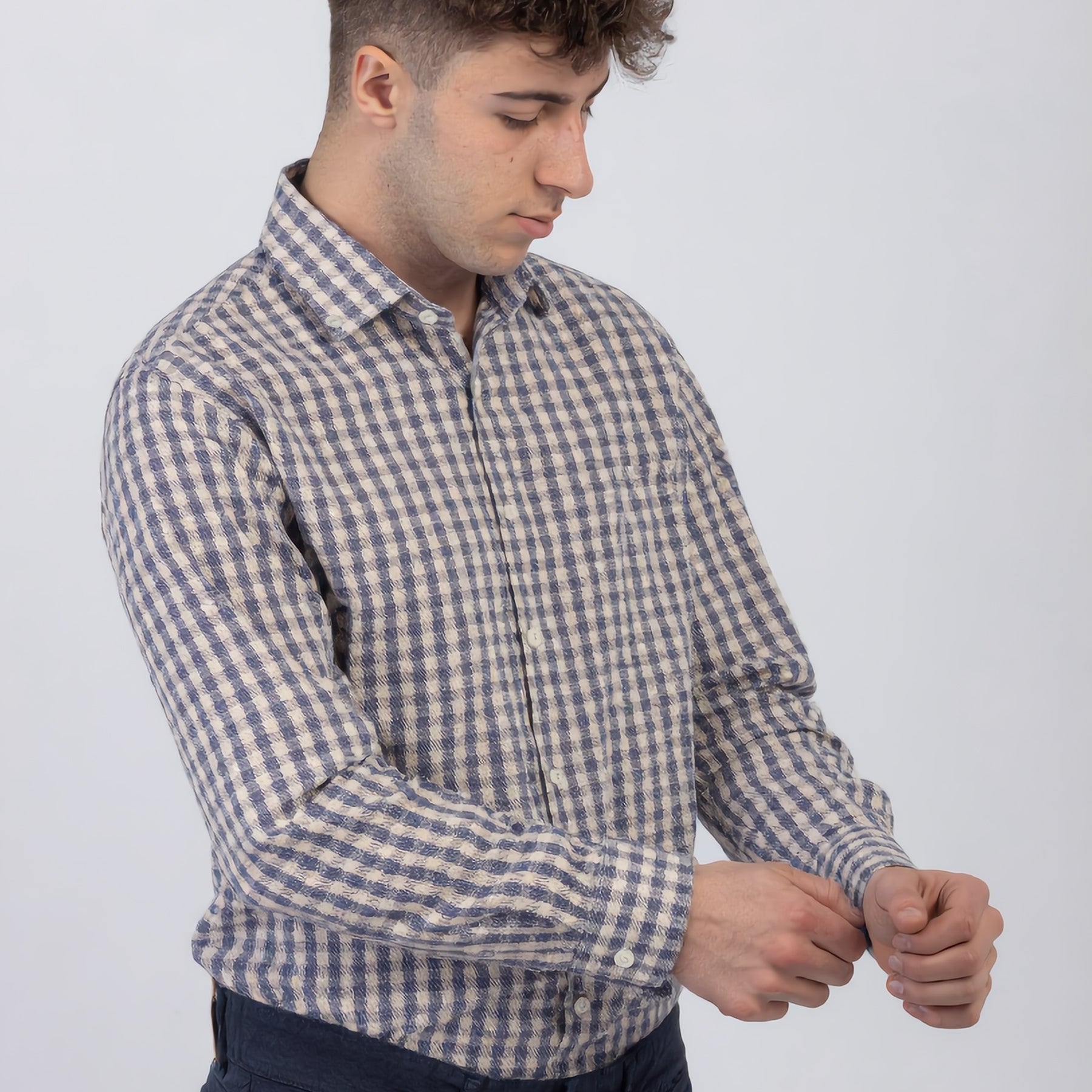 Camicia Uomo Regular Botton Down 100% Cotone Quadretti INGRAM 5M095