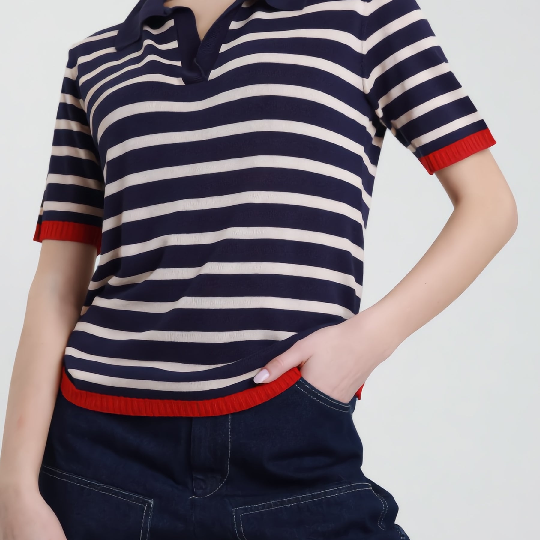 SUSY MIX Polo Donna M/M Viscosa Leggera Fantasia Rigata 61197