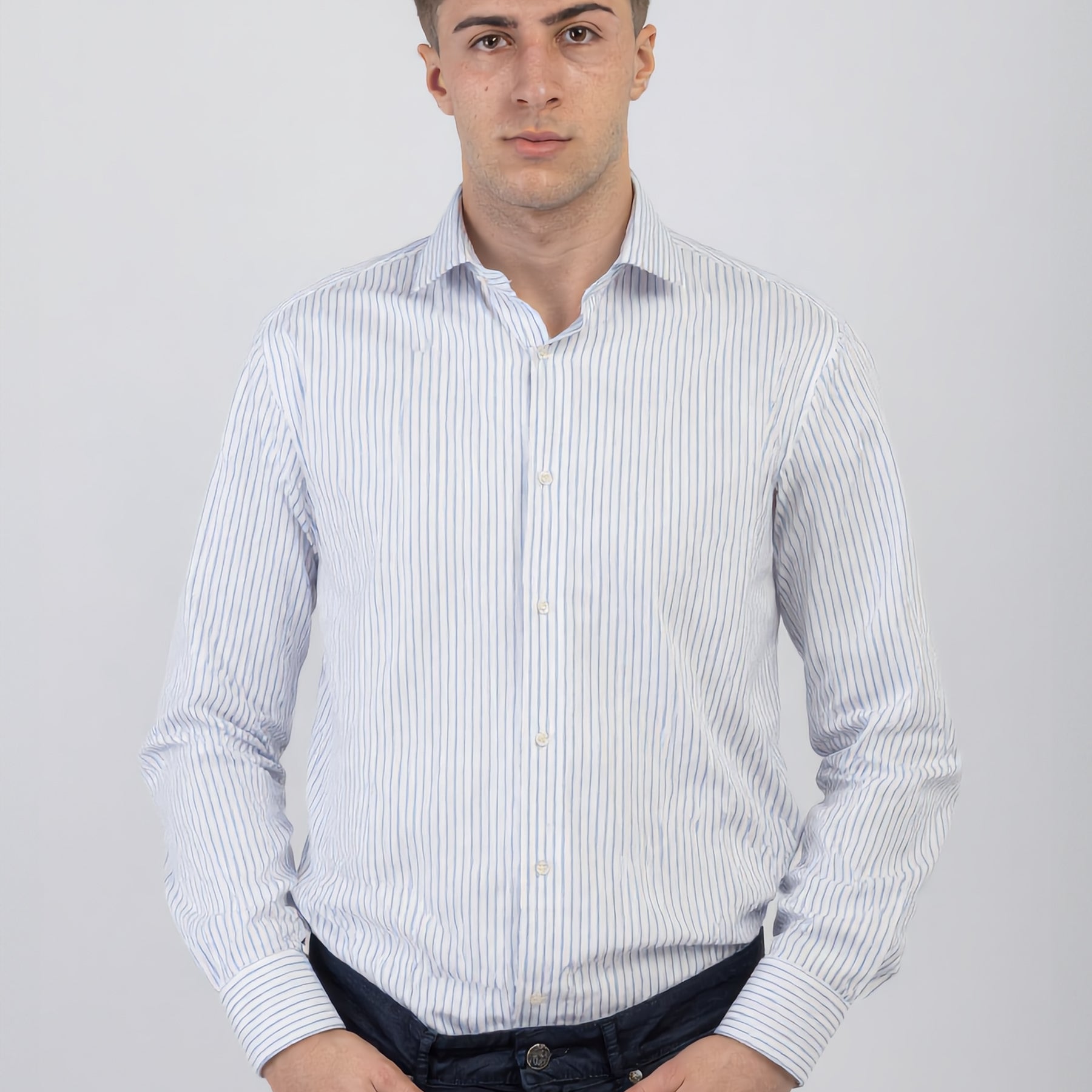 Camicia Uomo Regular 100% Cotone NO STIRO Bastoncino INGRAM 68918