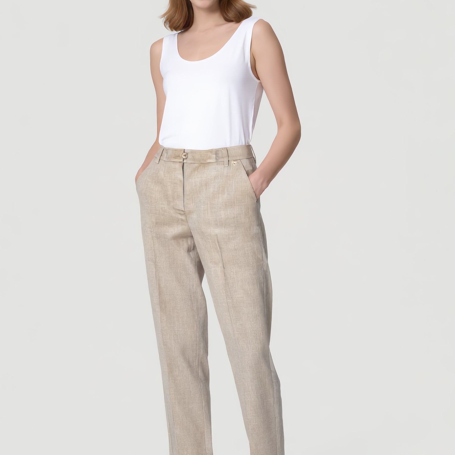 CARLA FERRONI Pantalone Donna Lungo Melange Leggero 70185