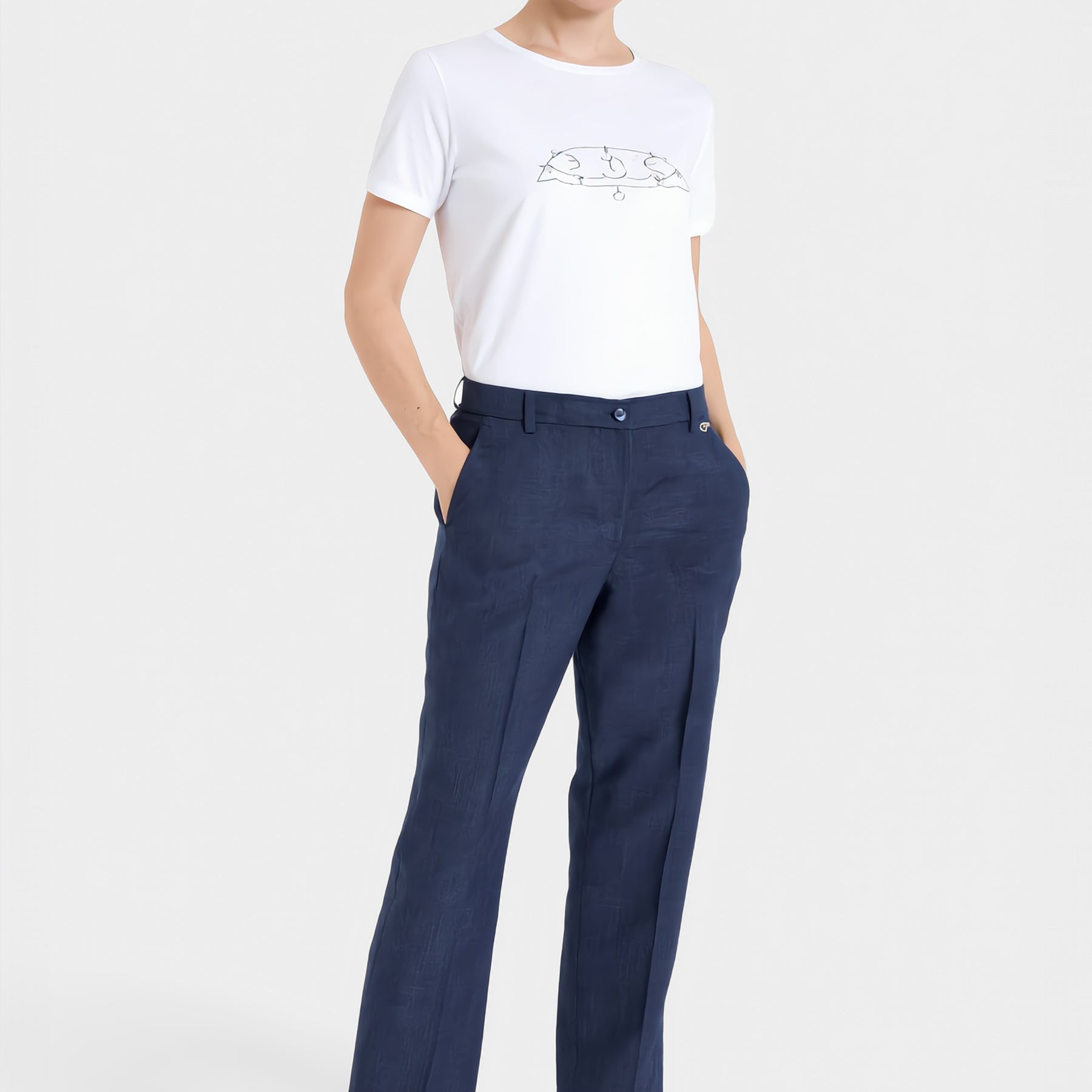 CARLA FERRONI Pantalone Donna Lungo Melange Leggero 70185