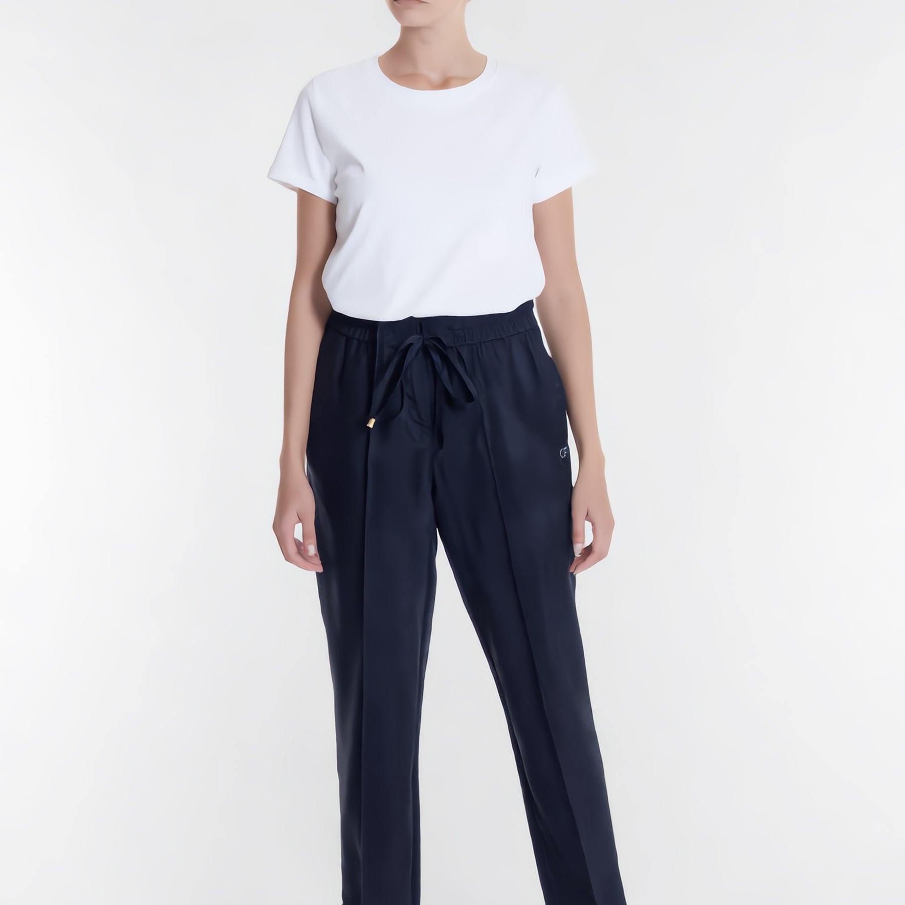 CARLA FERRONI Pantalone Donna Lungo Elastico Lyocell Estivo 70249