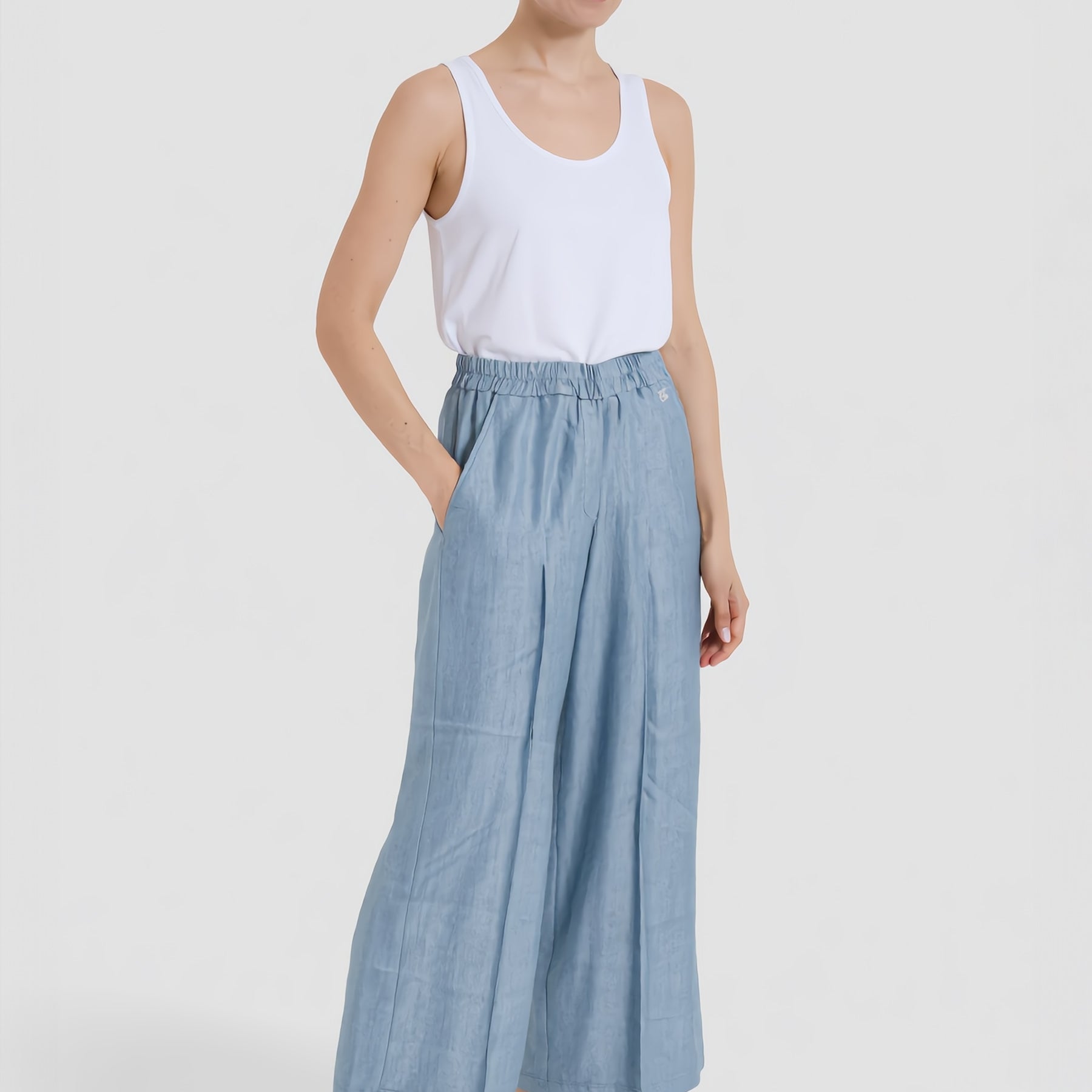 CARLA FERRONI Pantalone Donna Elastico Lyocell Leggero 70259