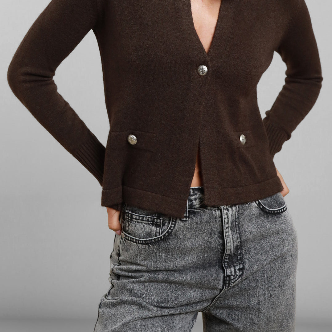 SUSYMIX Cardigan Donna in Maglia con Bottone Moda Trendy