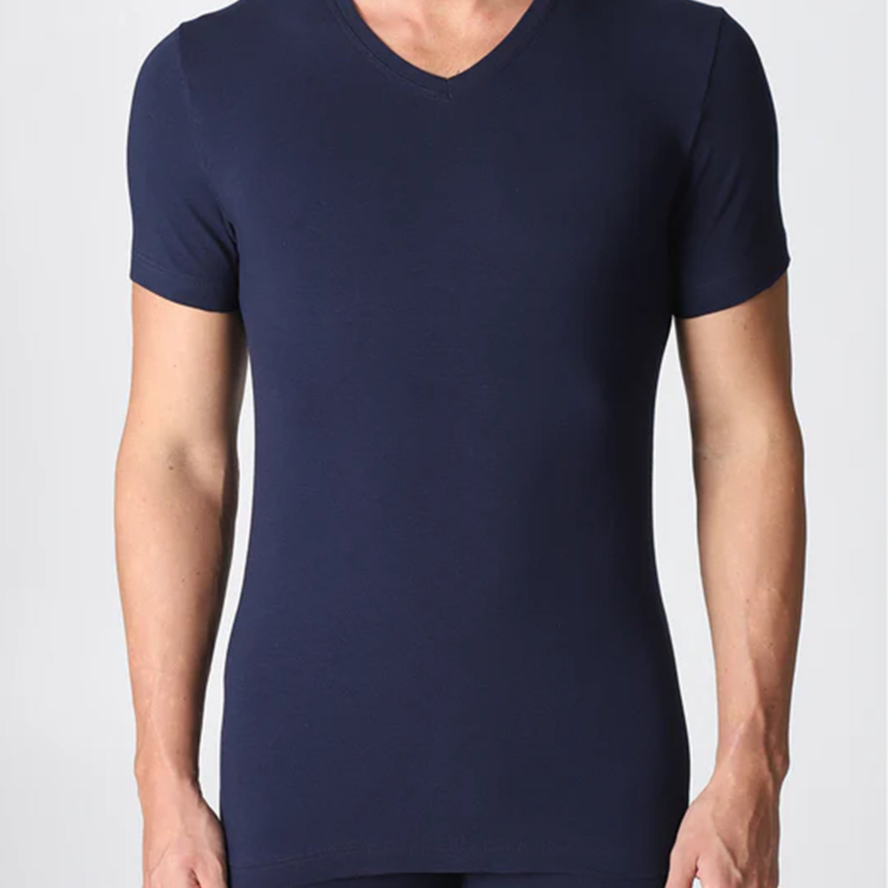 ALPINA 560 ANM083 T-Shirt Scollo V Uomo Mezza ManicaCotone Elasticizzato