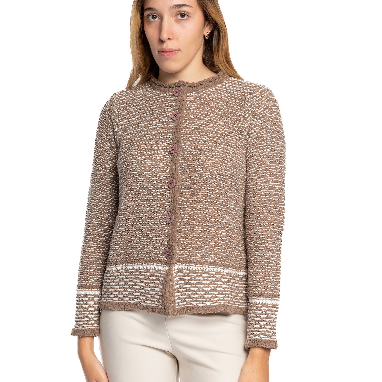 Cardigan Girocollo due fili in lana AMARYNTH 50024