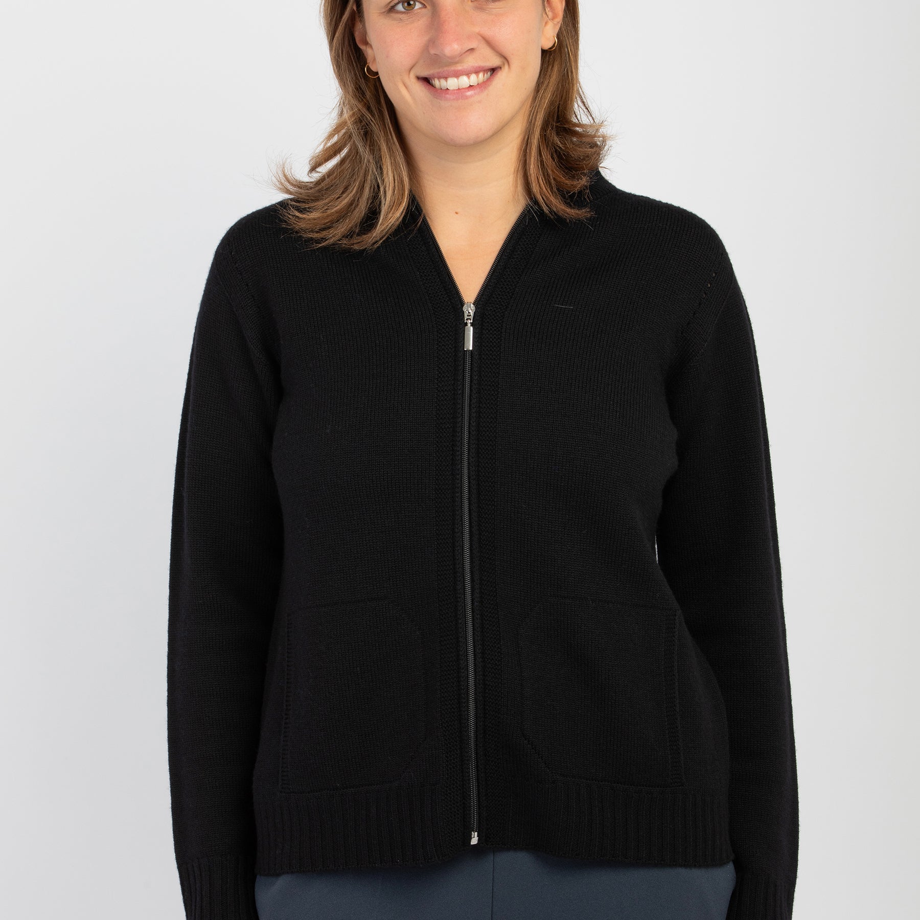 CARLA FERRONI Giacca Zip Maglia Donna in Pura Lana ART. 4370