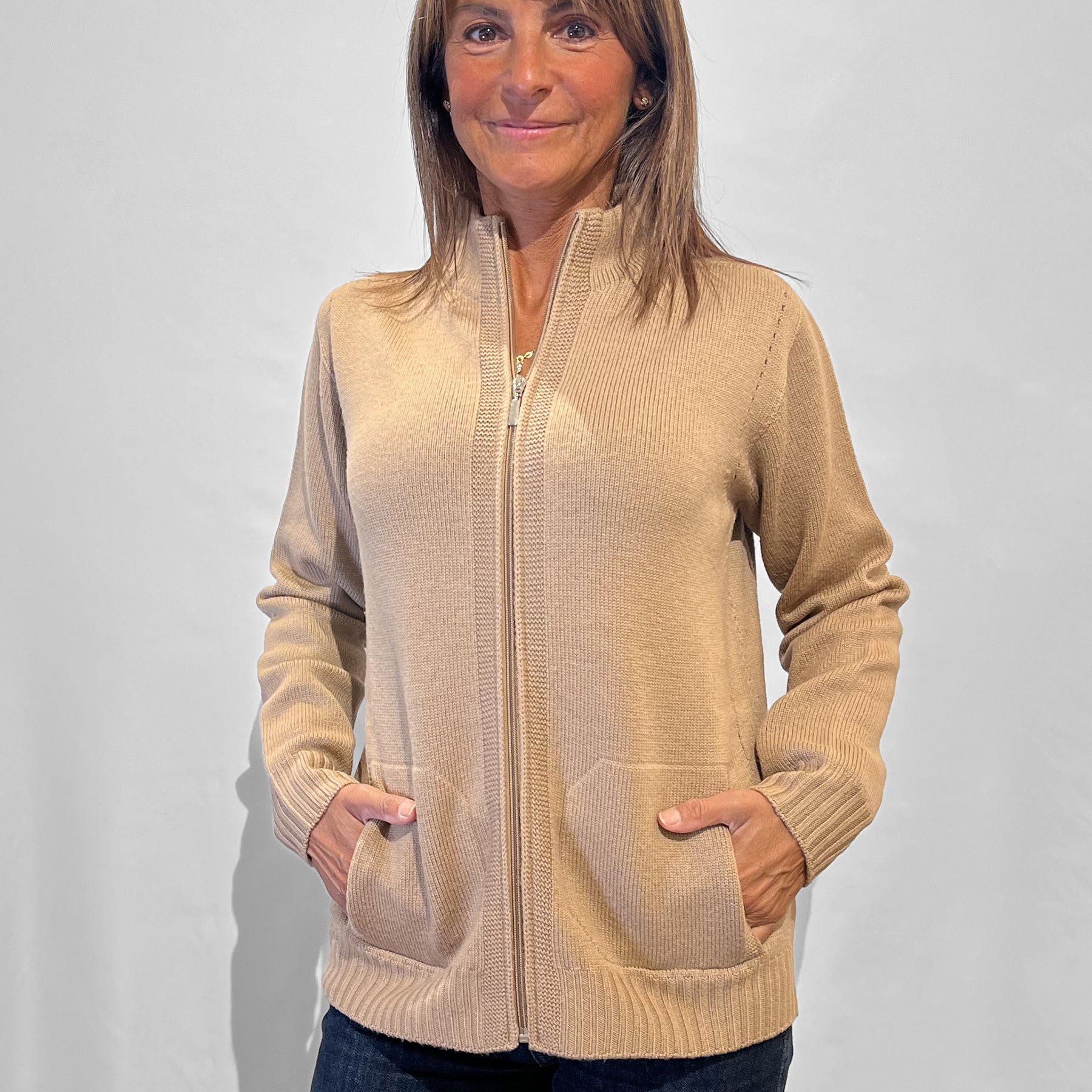 CARLA FERRONI Giacca Zip Maglia Donna in Pura Lana ART. 4370