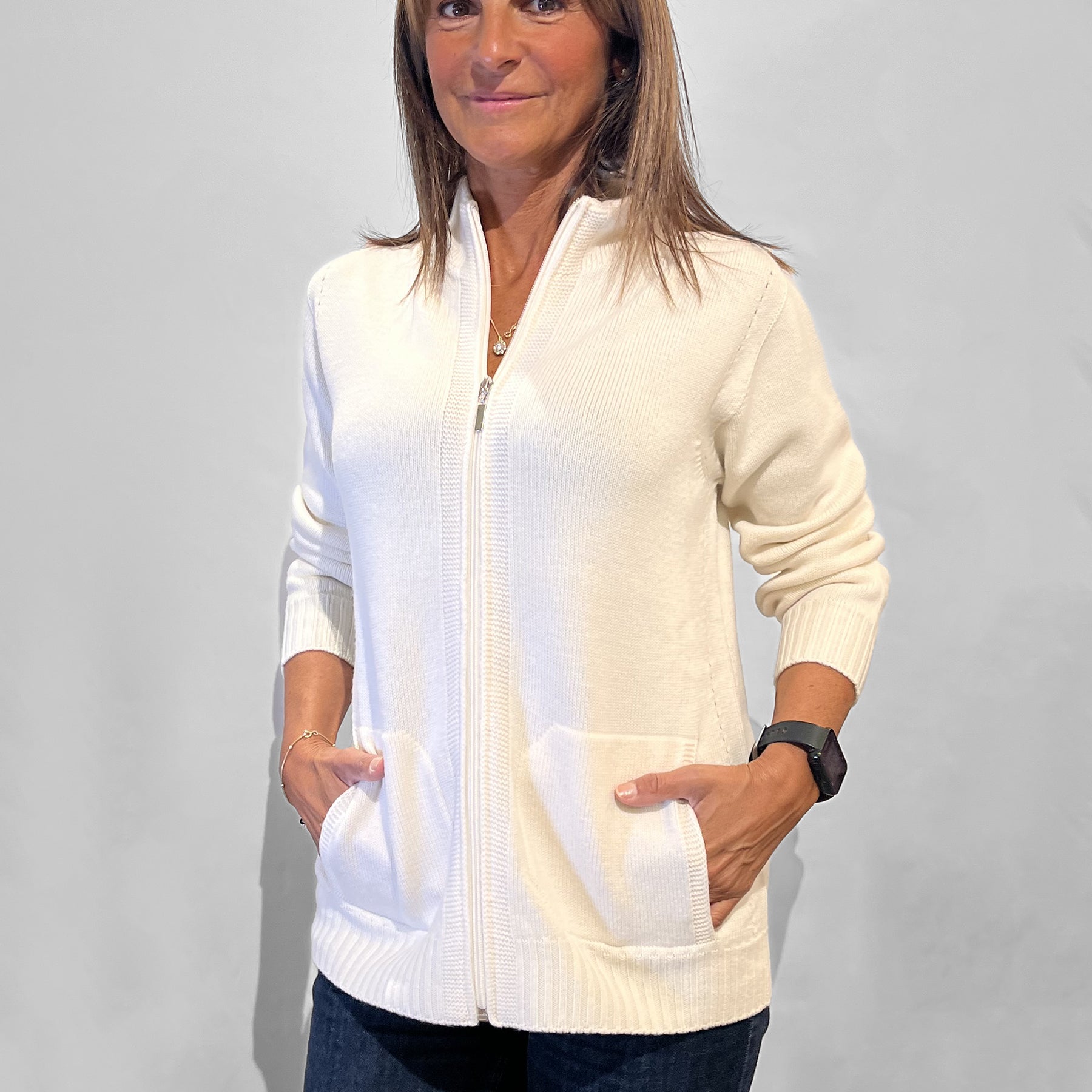 CARLA FERRONI Giacca Zip Maglia Donna in Pura Lana ART. 4370