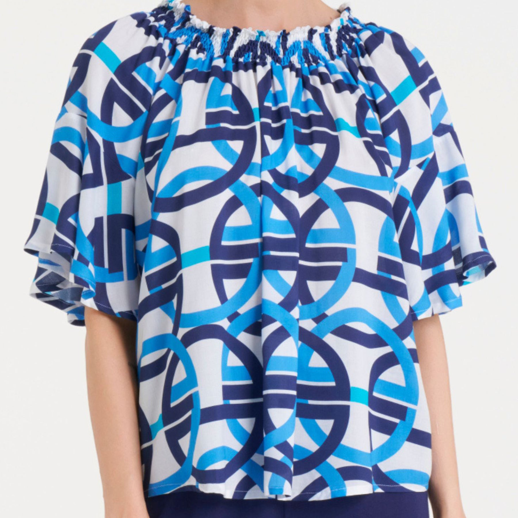 Blusa Donna Manica Tre Quarti Fantasia 100% Viscosa Leggera DQ02DE