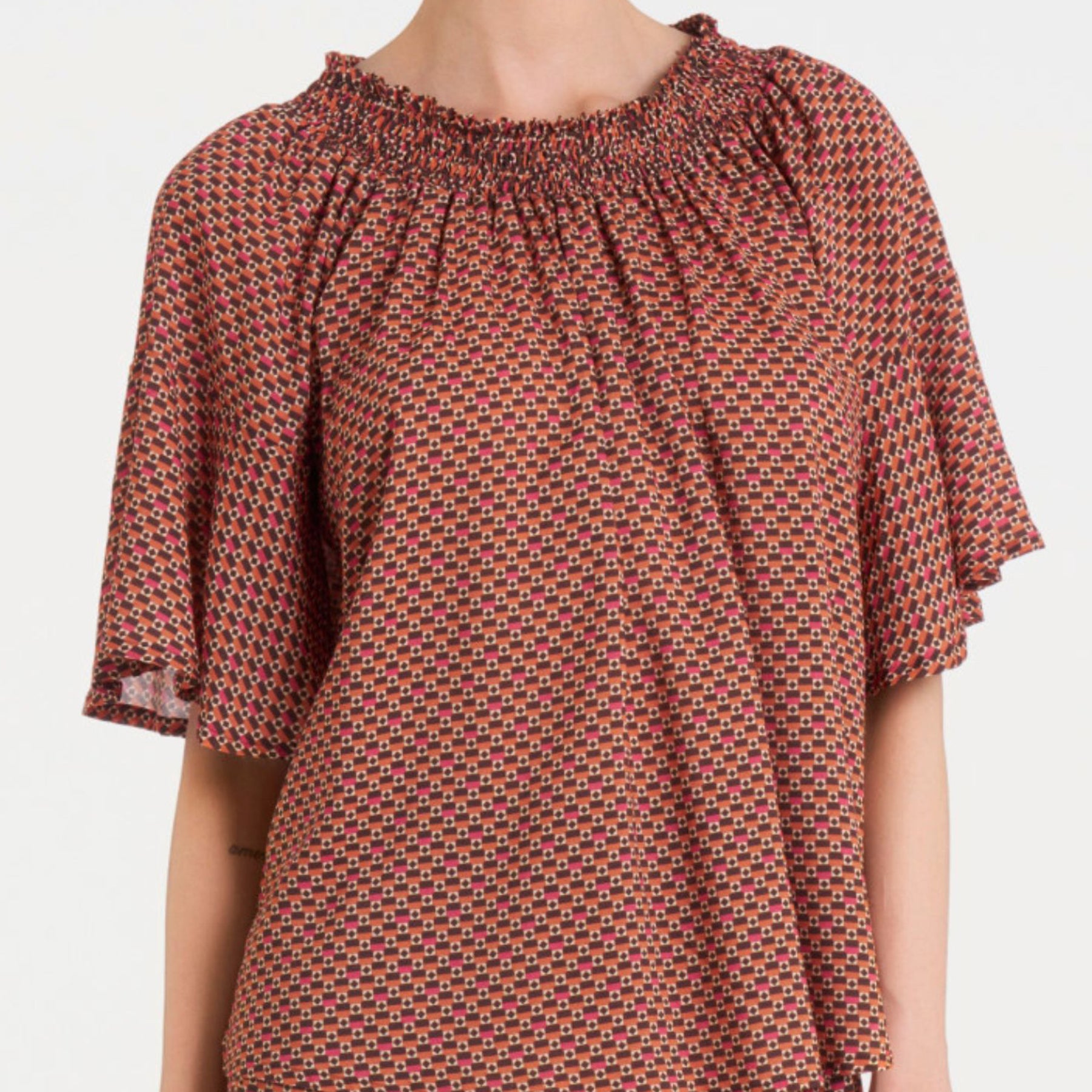 Blusa Donna Manica Tre Quarti Fantasia 100% Viscosa Leggera DQ02DE
