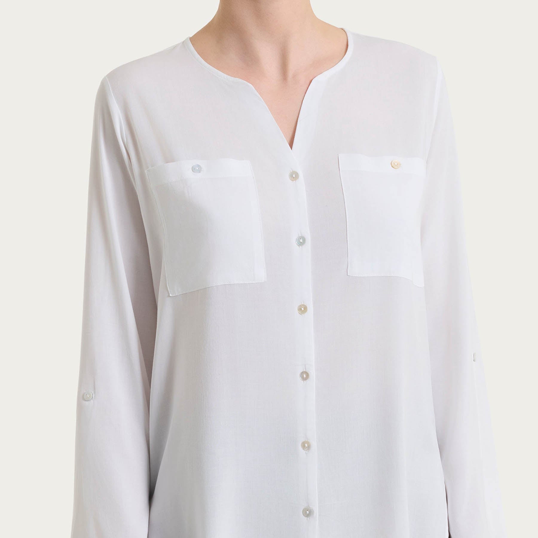 RAGNO Camicia Donna Manica Lunga Scollo a Punta Estivo DS26SI