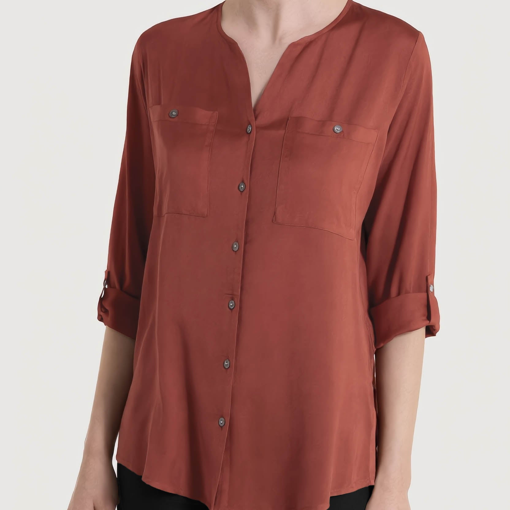 RAGNO Camicia Donna Manica Lunga Scollo a Punta Estivo DS26SI
