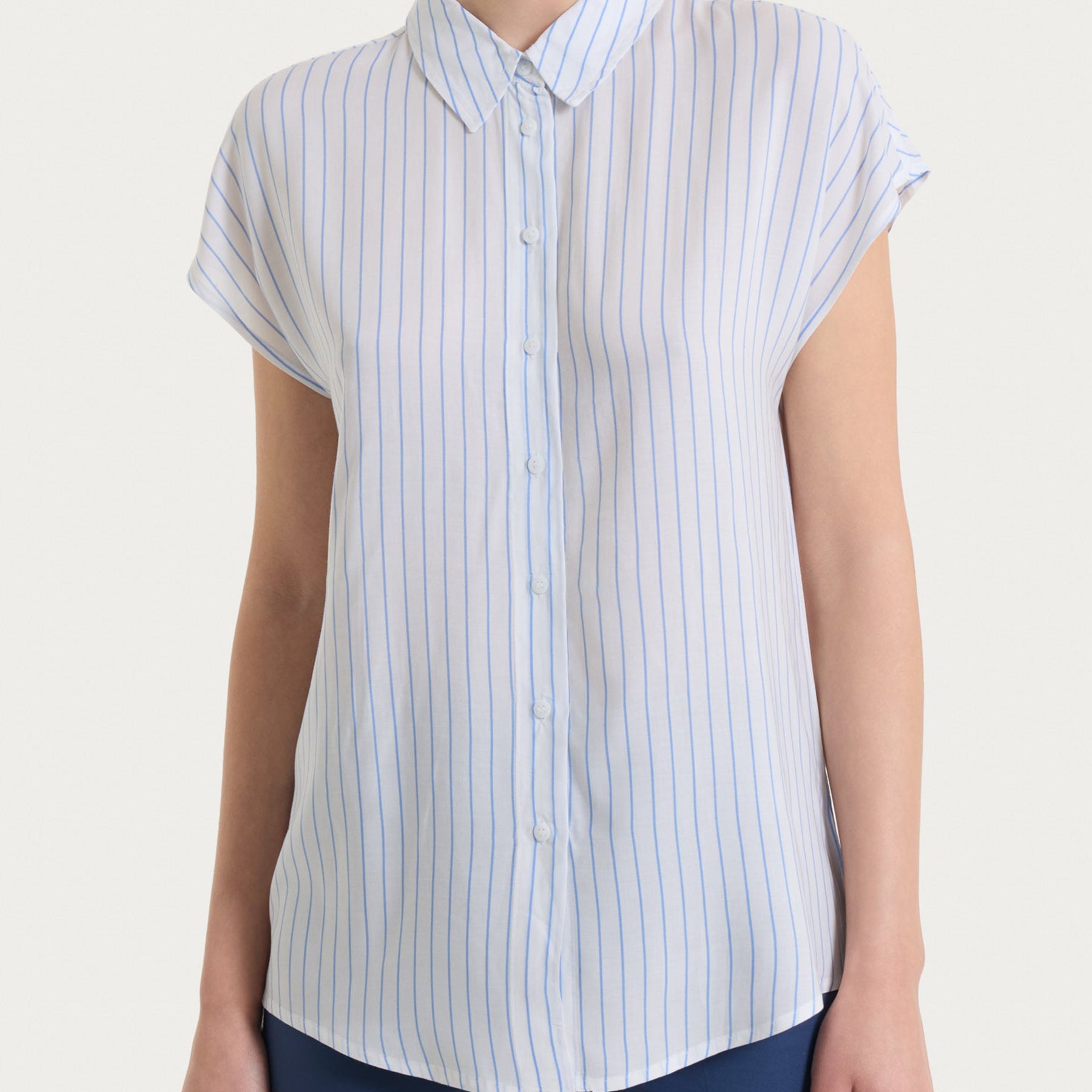 RAGNO Camicia Donna Mezza Manica Cotone Estivo Rigata DS57SM