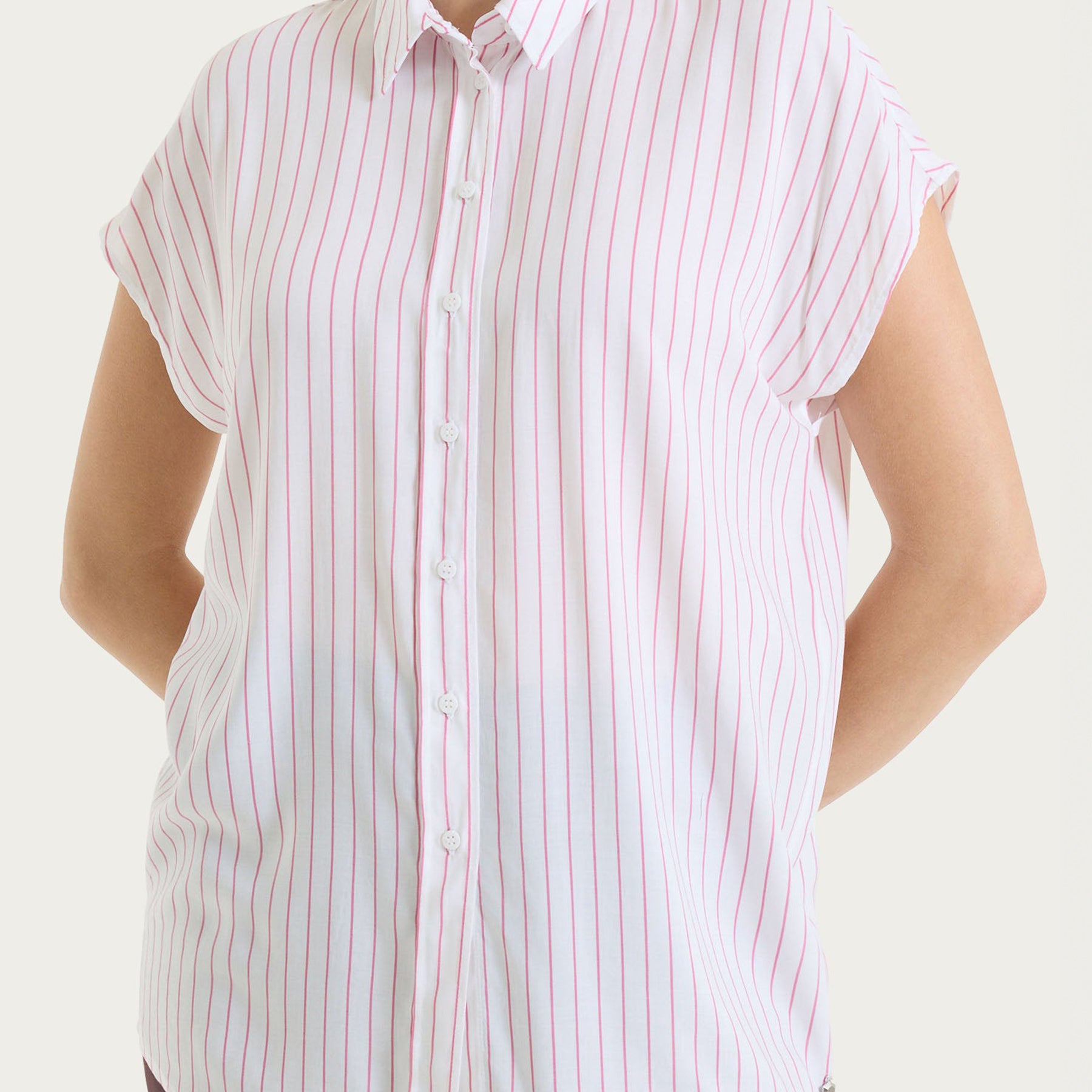 RAGNO Camicia Donna Mezza Manica Cotone Estivo Rigata DS57SM