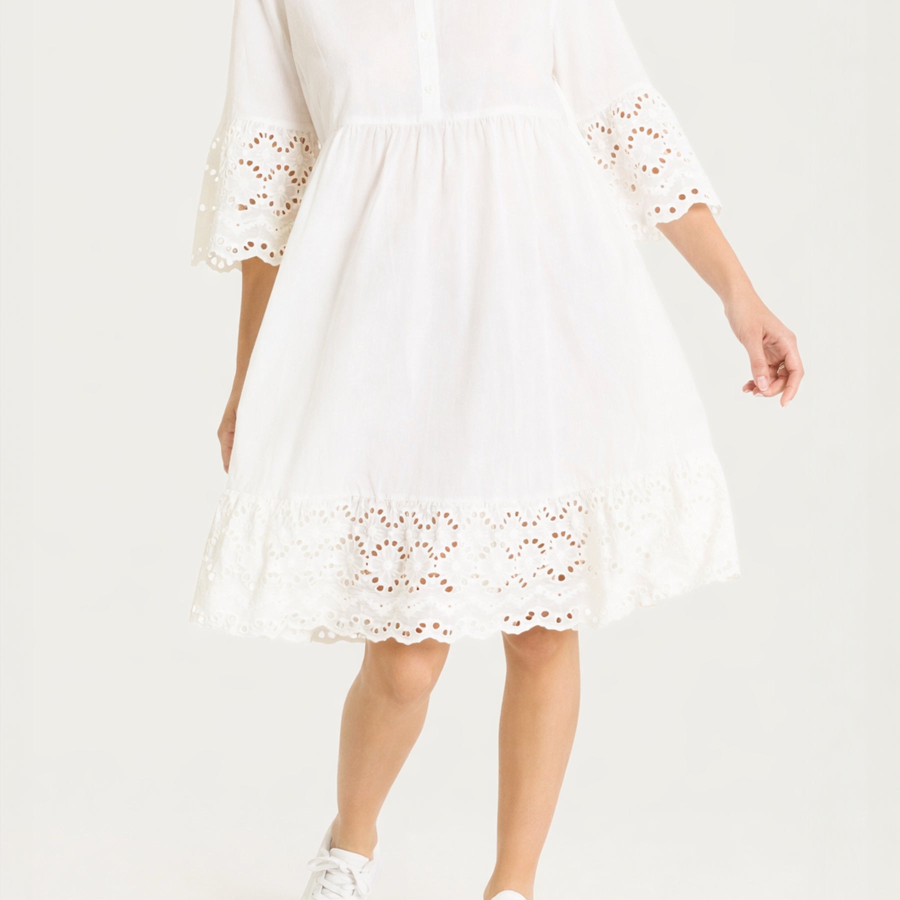 RAGNO Abito Donna Manica 3/4 Serafino Cotone Estivo DS91DG