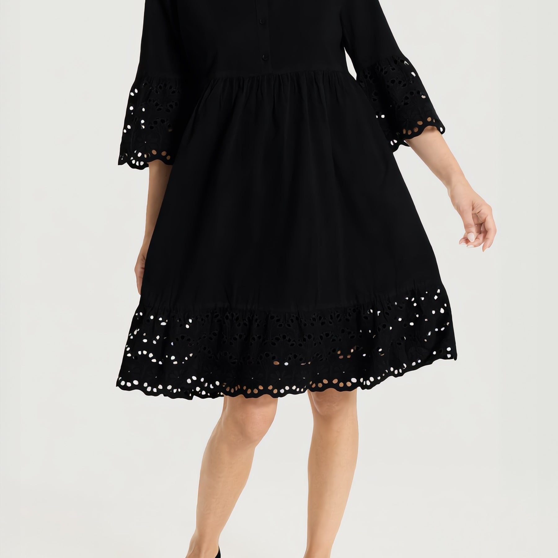 RAGNO Abito Donna Manica 3/4 Serafino Cotone Estivo DS91DG