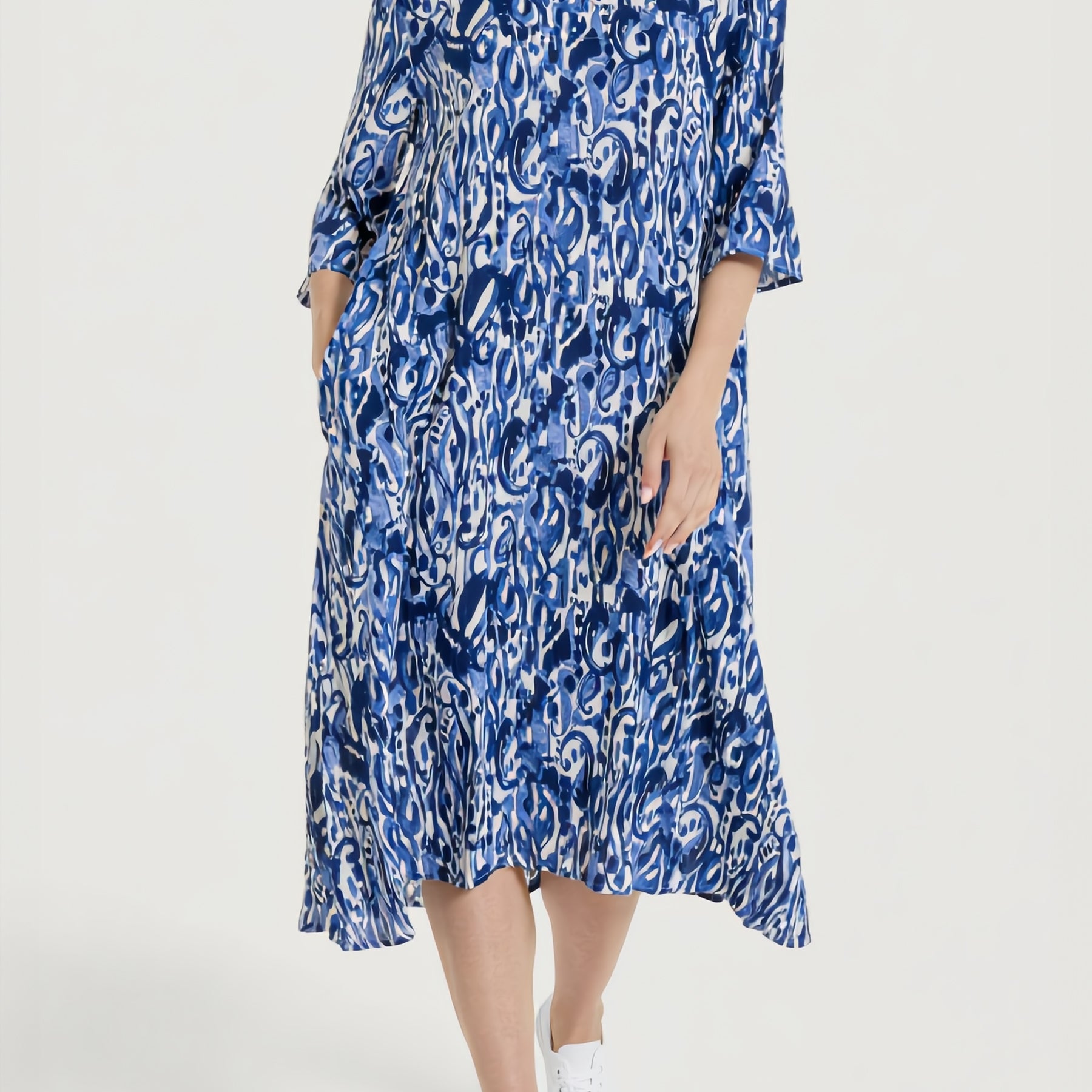 RAGNO Abito Donna Manica 3/4 Viscosa Estiva Crepe DS93DG