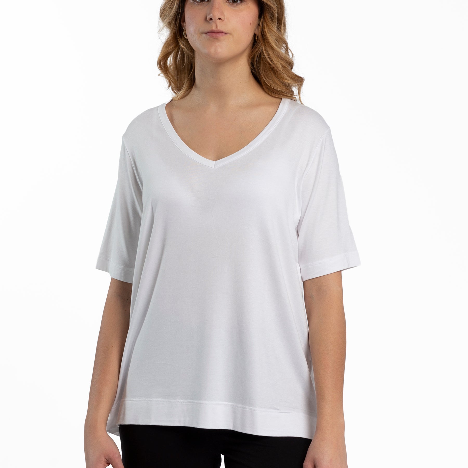 T-Shirt Donna Mezza Manica Scollo V Viscosa RAGNO DN12T8