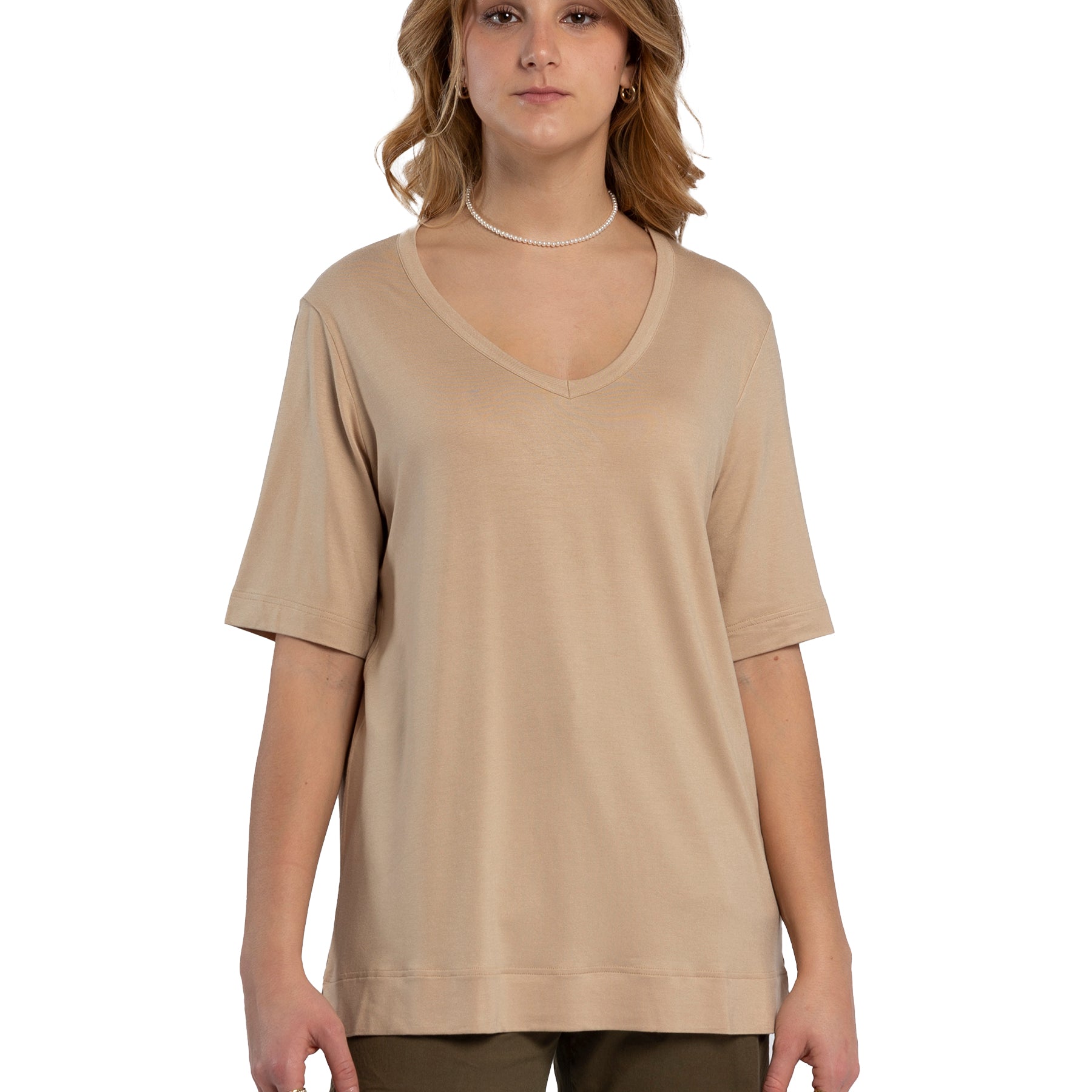 T-Shirt Donna Mezza Manica Scollo V Viscosa RAGNO DN12T8