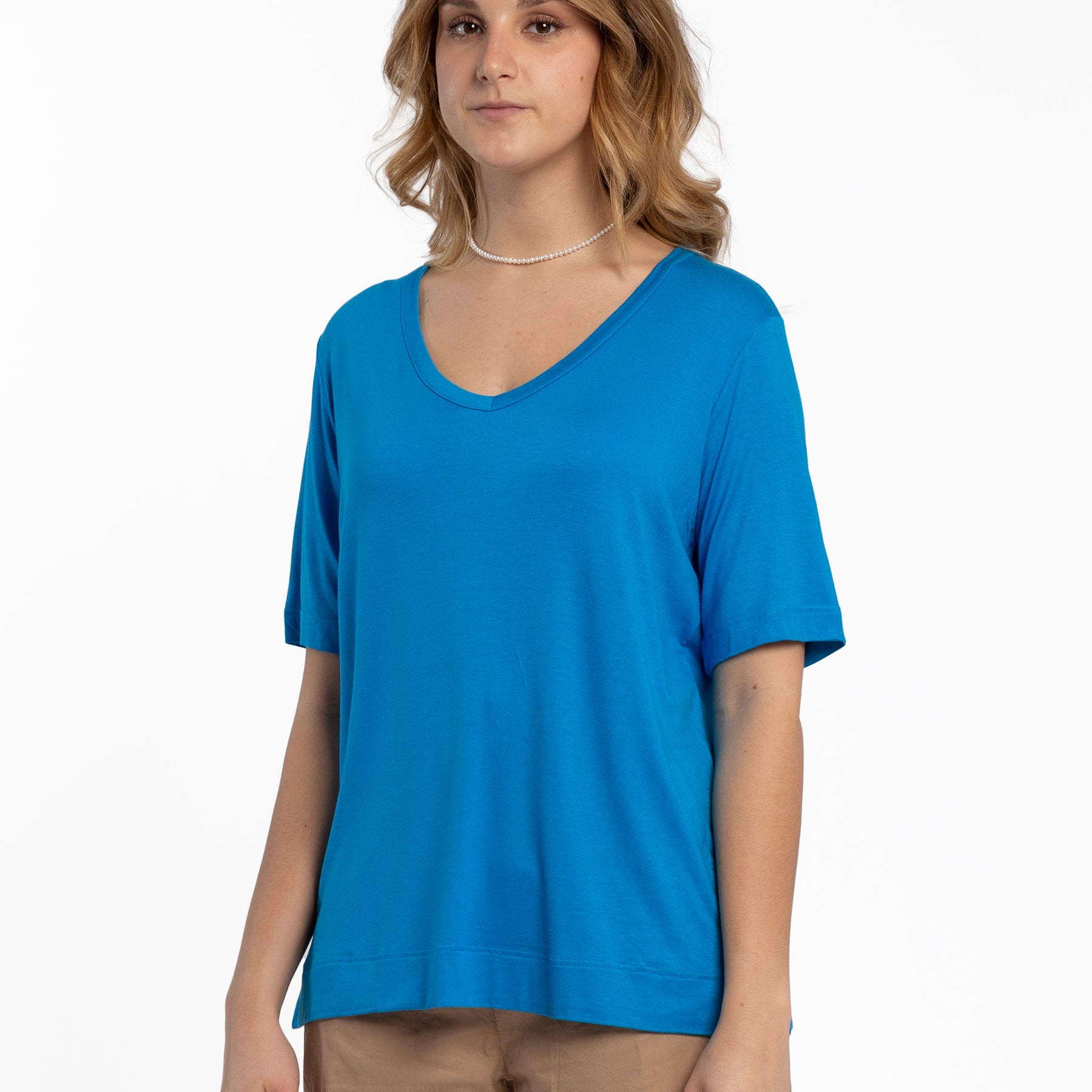T-Shirt Donna Mezza Manica Scollo V Viscosa RAGNO DN12T8