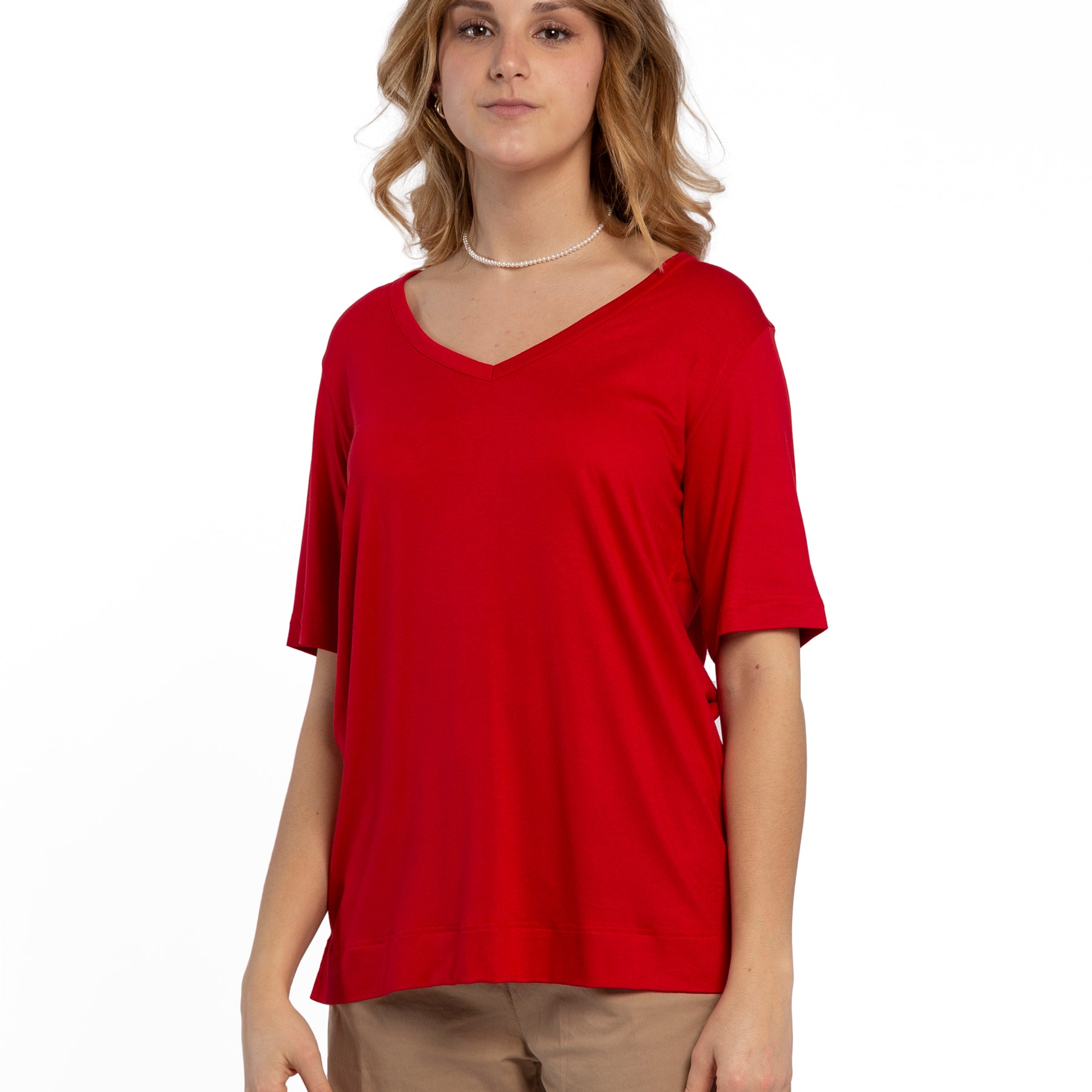 T-Shirt Donna Mezza Manica Scollo V Viscosa RAGNO DN12T8
